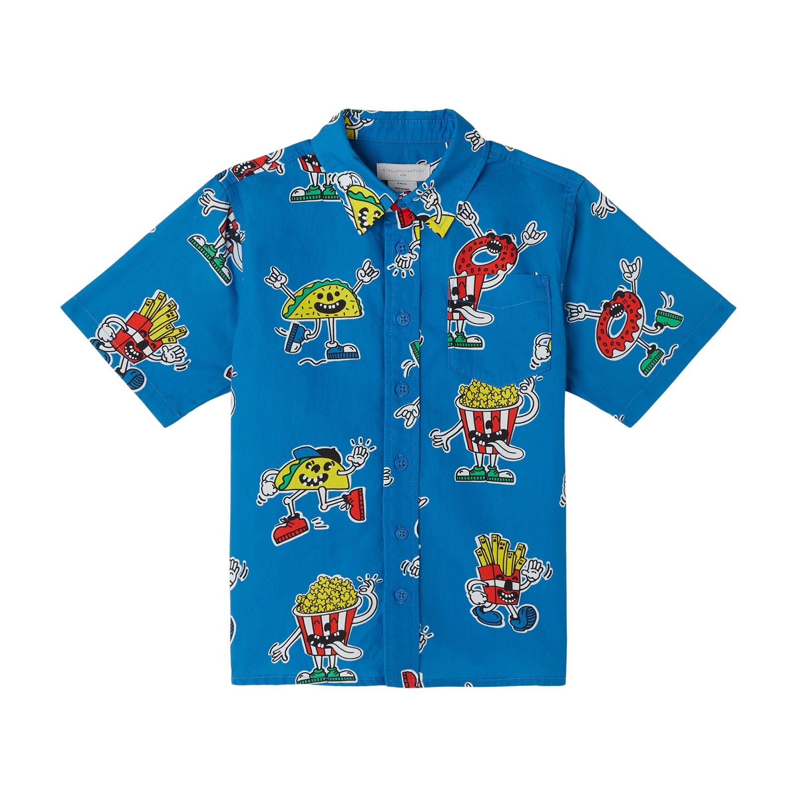 Boys Blue Printed Cotton Shirt