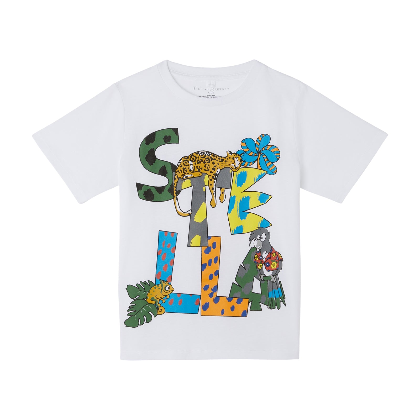 Boys White Printed Cotton T-Shirt