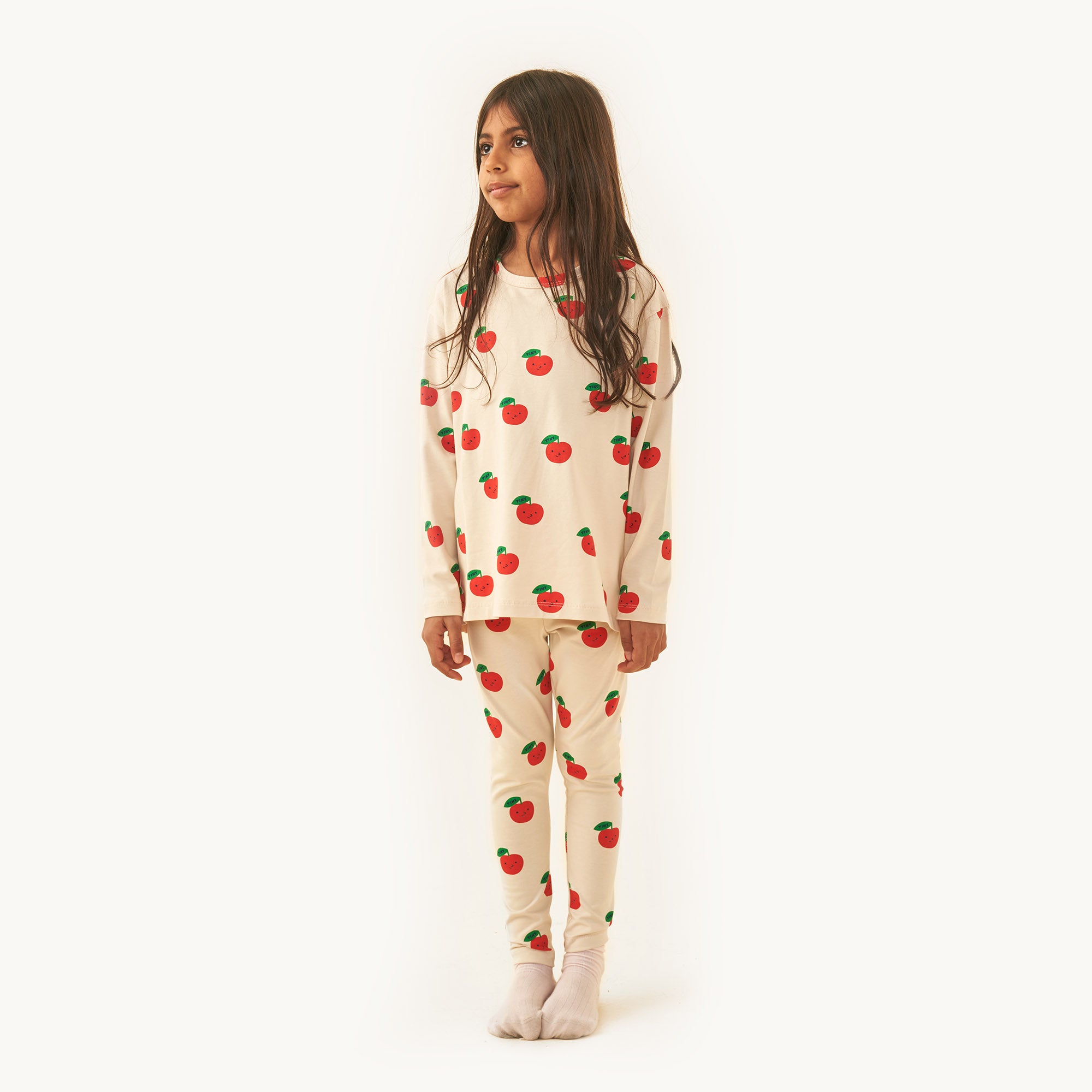 Boys & Girls White Apple Printed Cotton Trousers