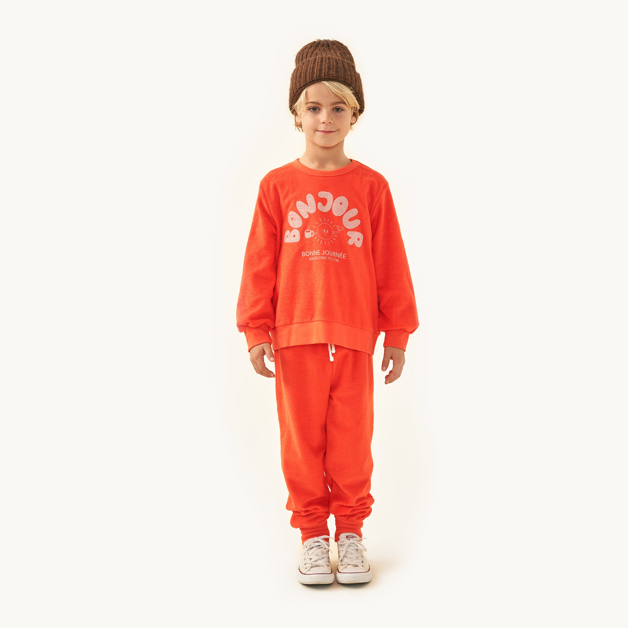 Boys & Girls Red Logo Cotton Sweatshirt