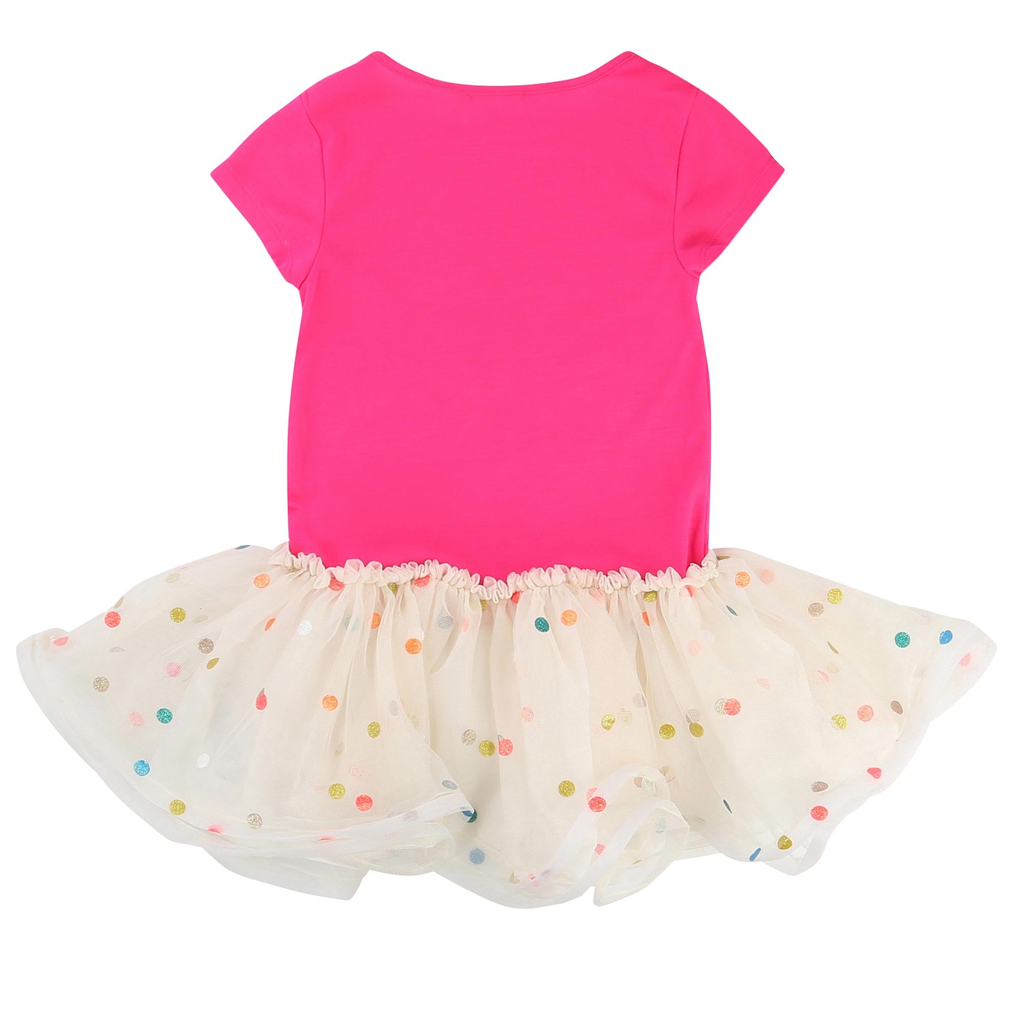 Girls Pink Jersey & Ivory Tulle Dress