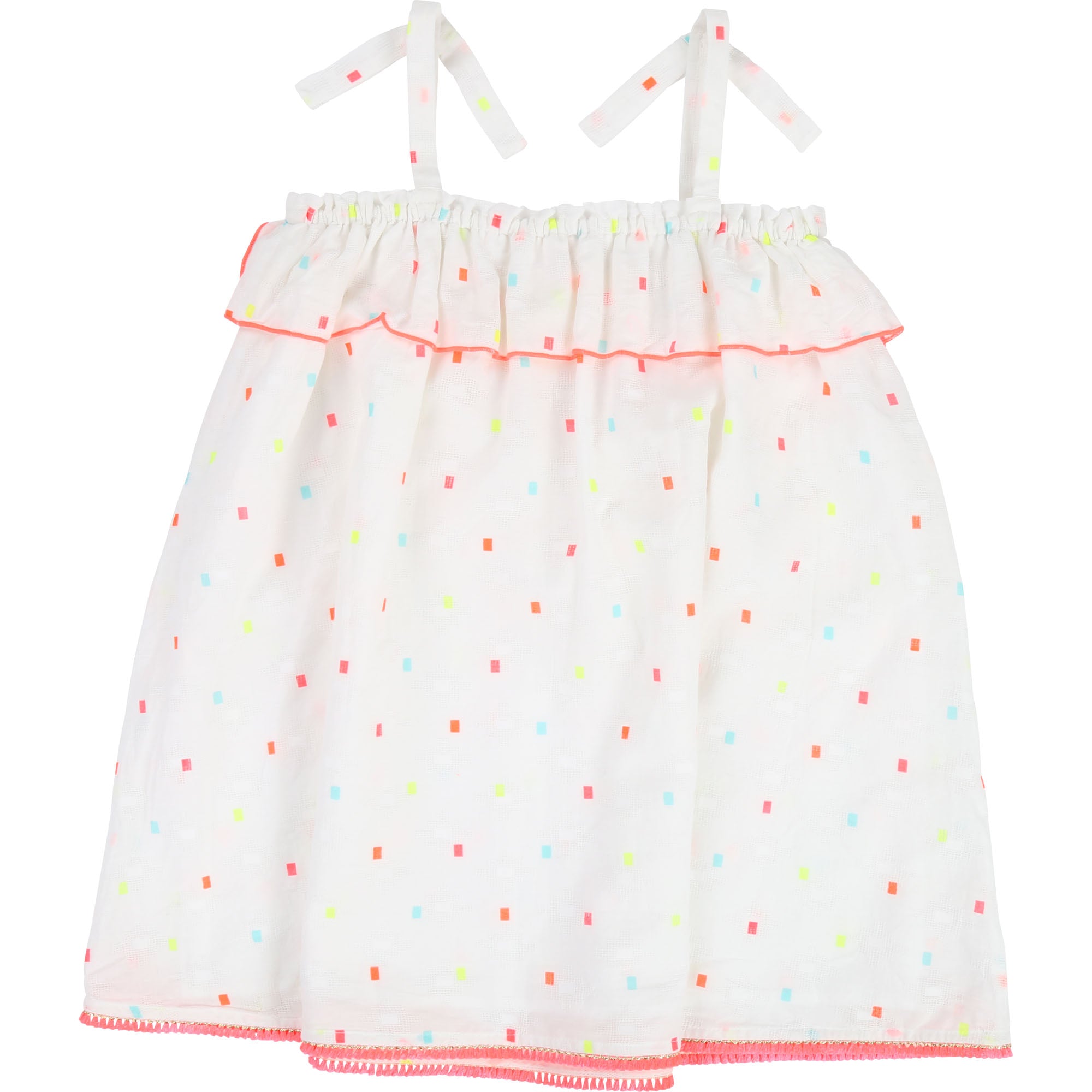 Girls White Cotton Straps Dress