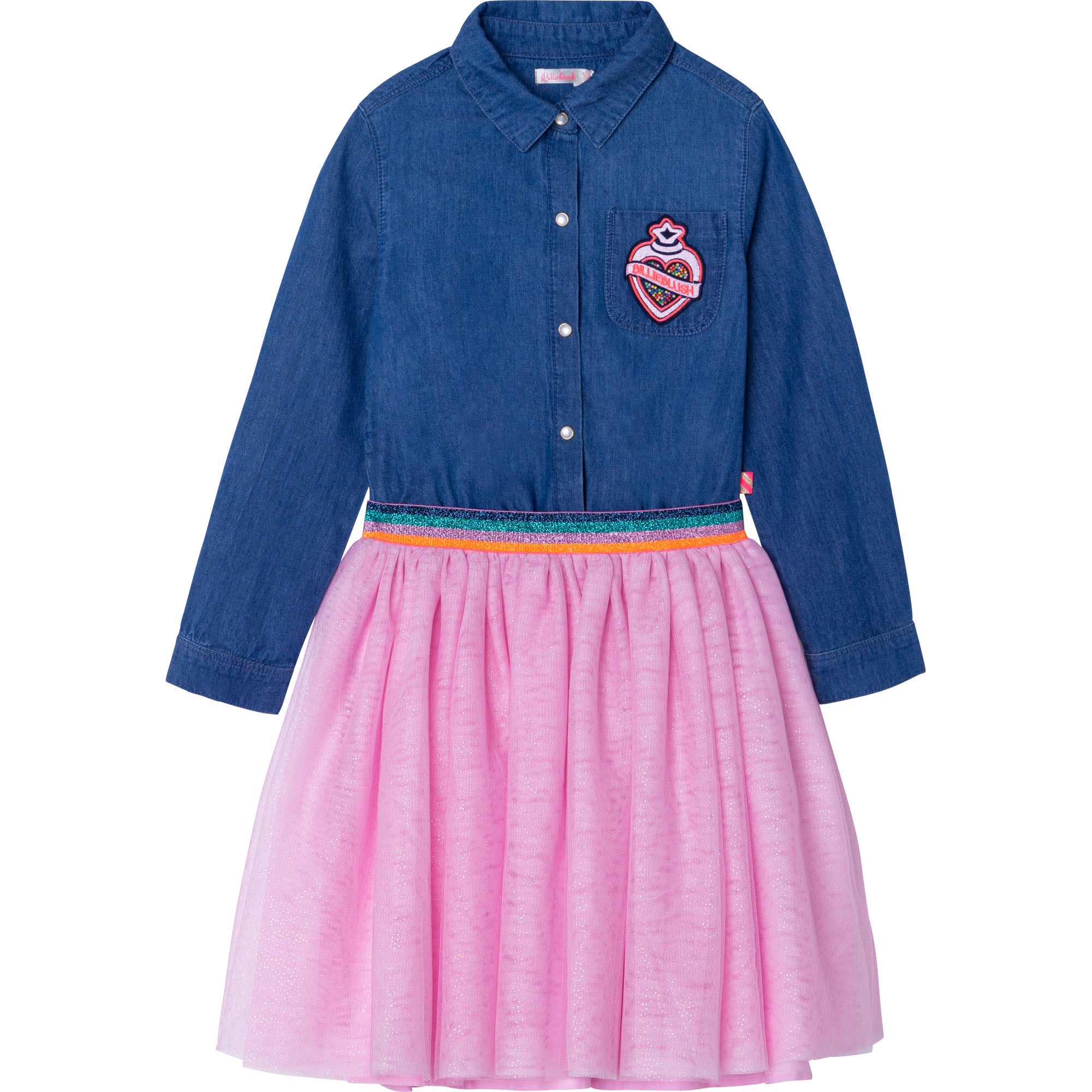 Girls Denim Blue Tulle Dress