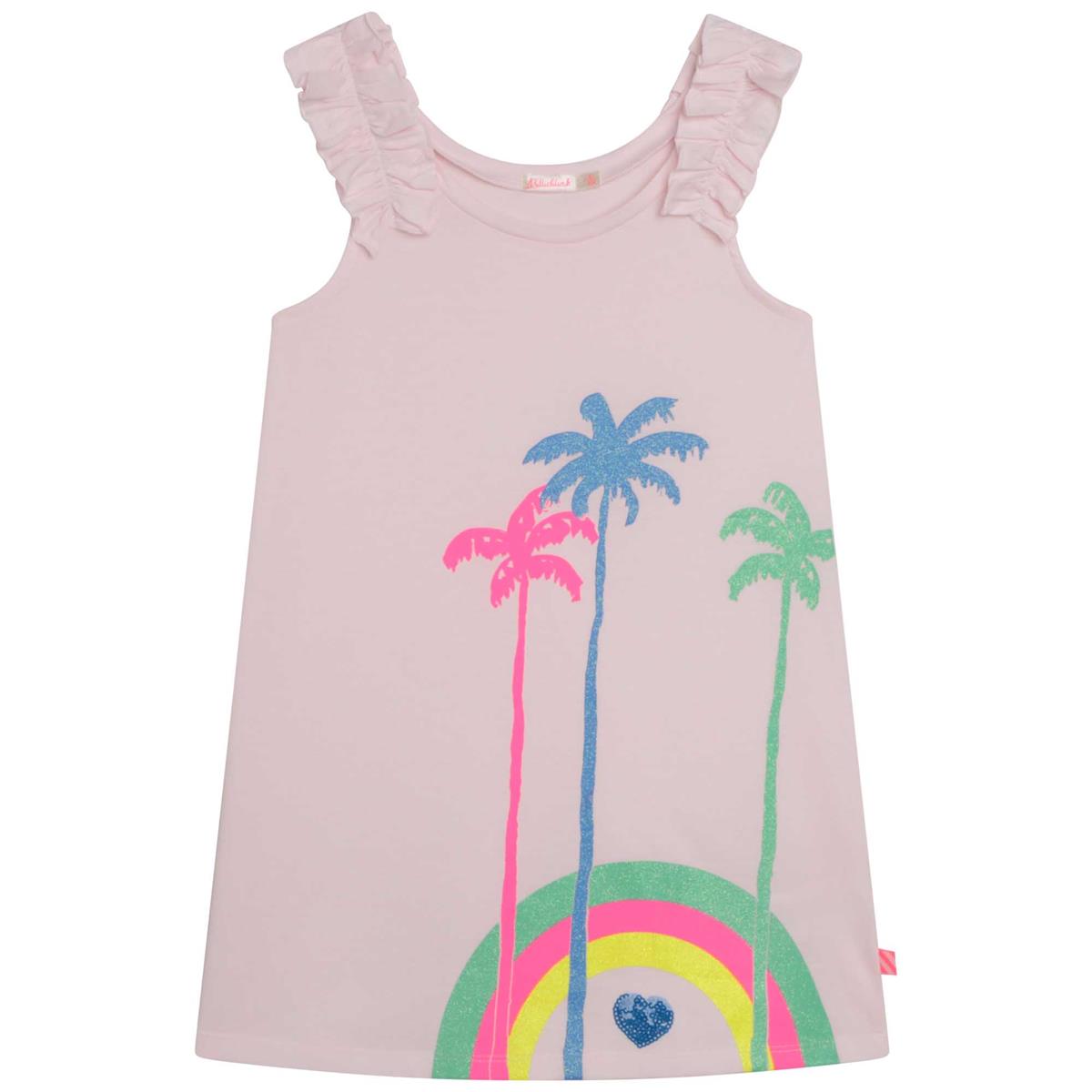Girls Light Pink Printed Dress