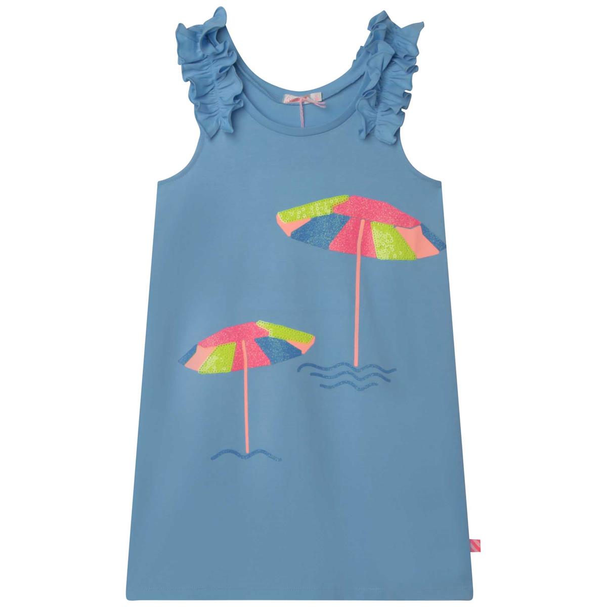 Girls Blue Printed Dress