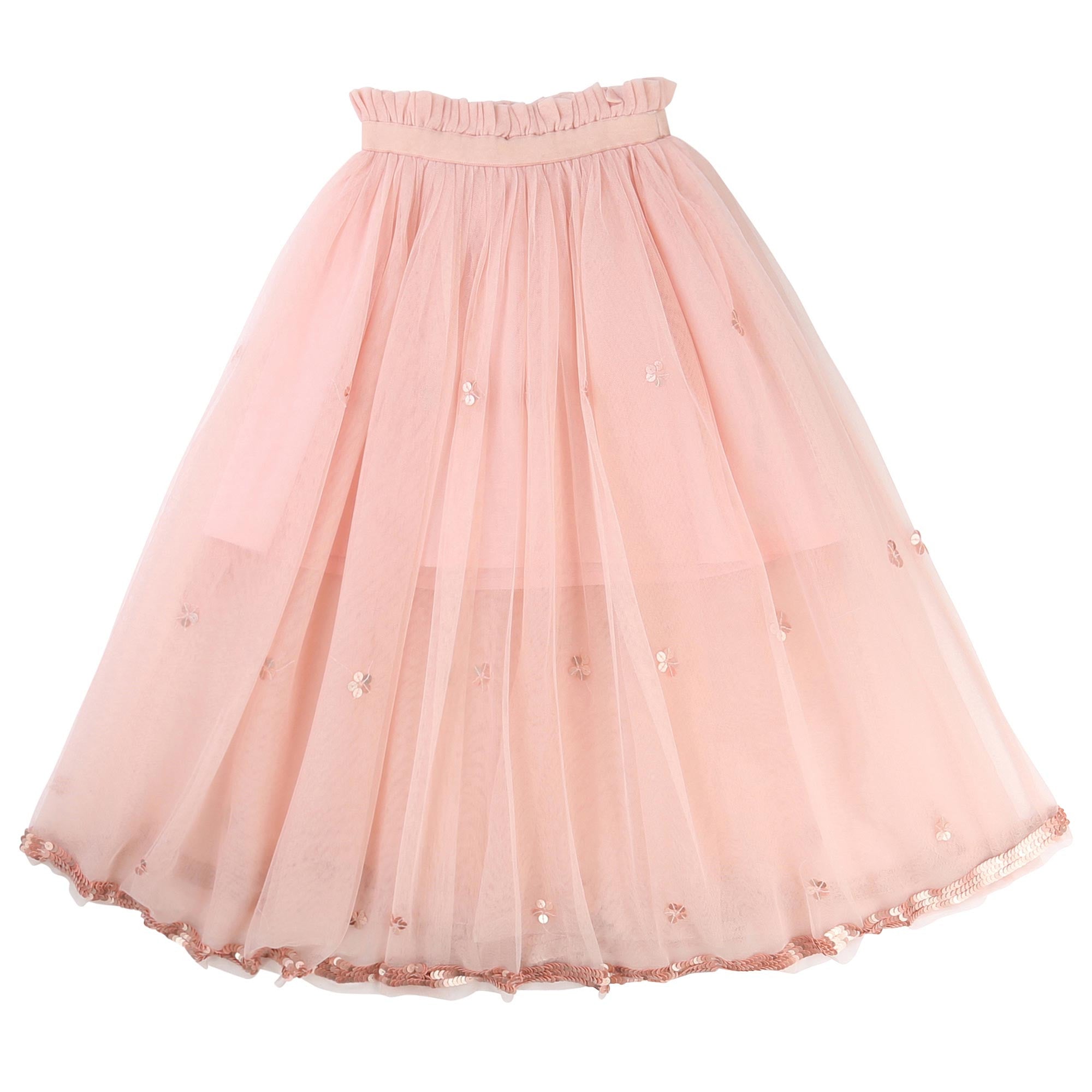 Girls Pink Long Tulle Skirt
