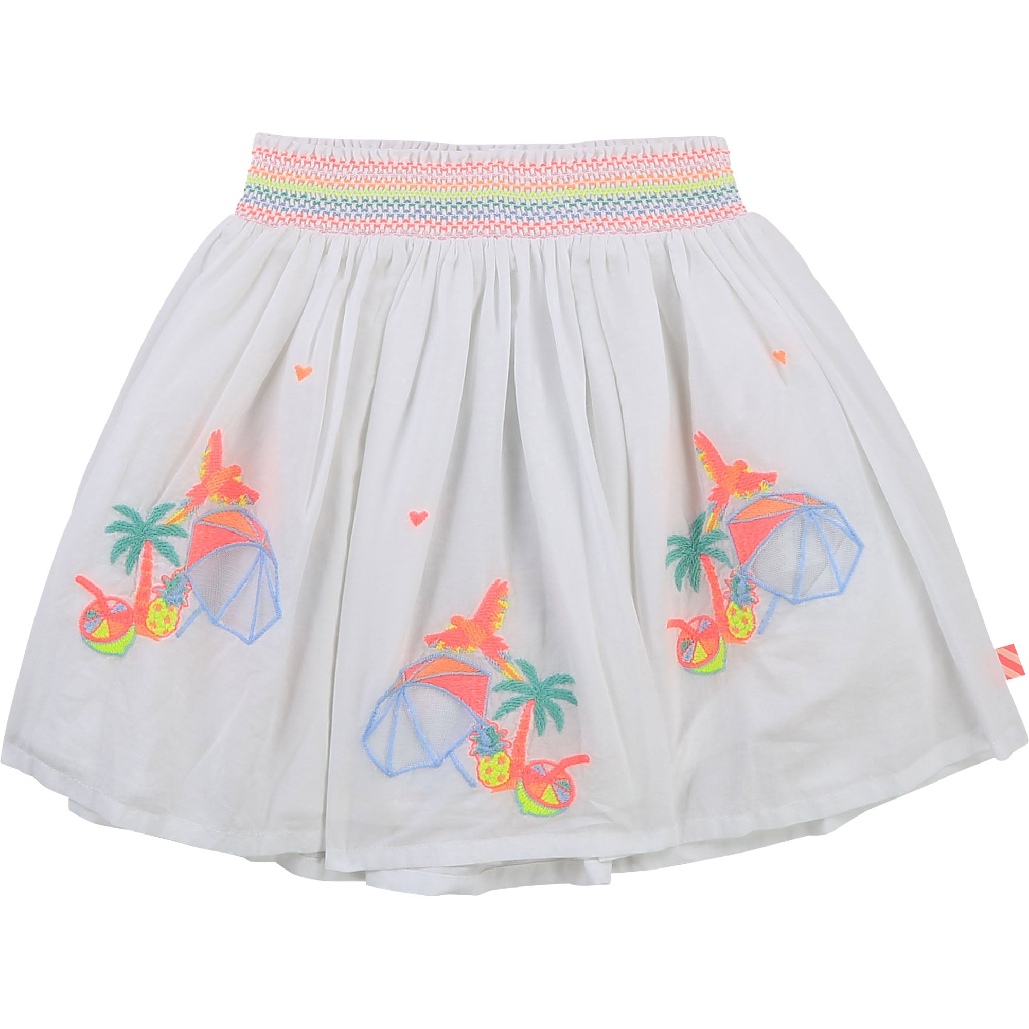 Girls White Embroidered Cotton Skirt