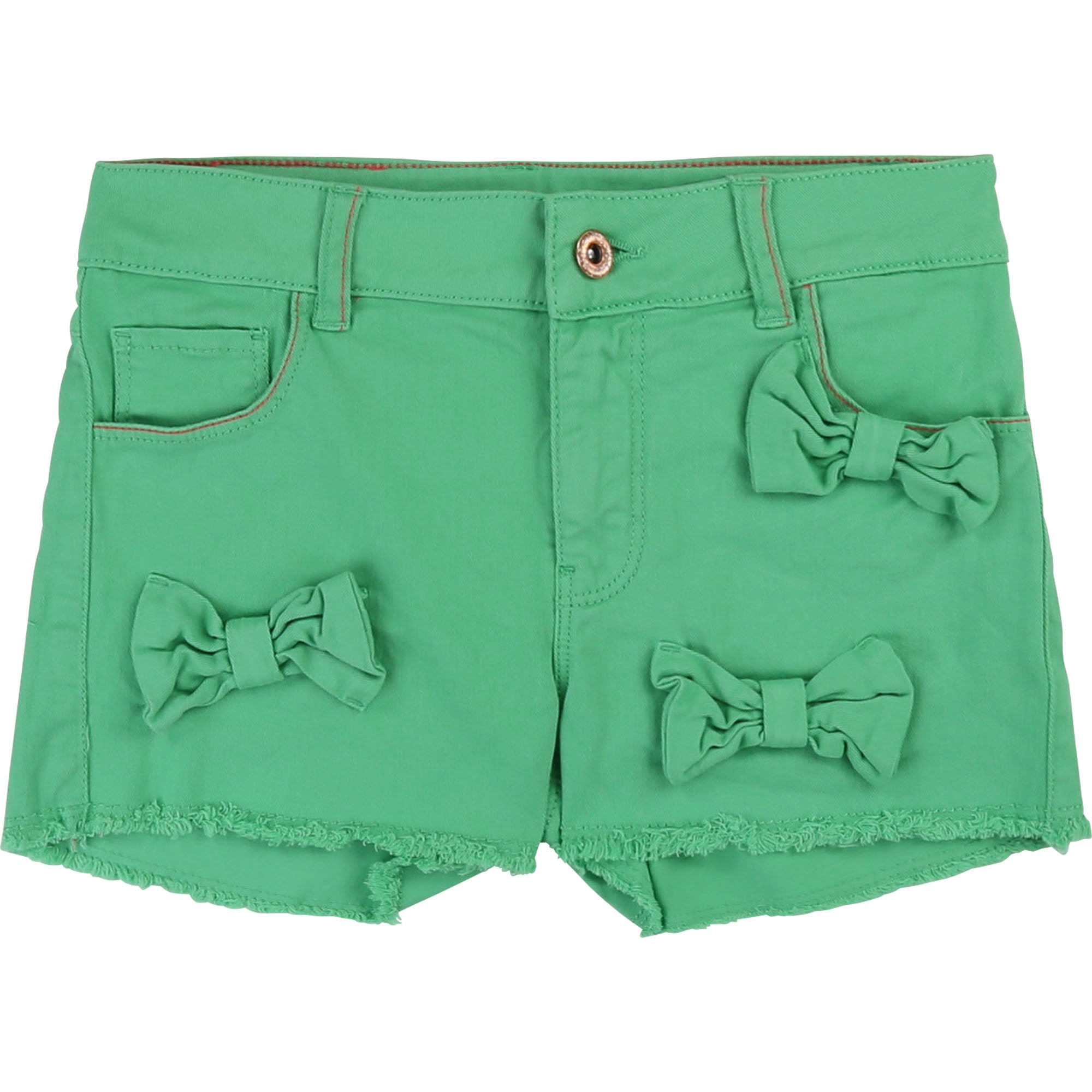 Girls Green Cotton Shorts