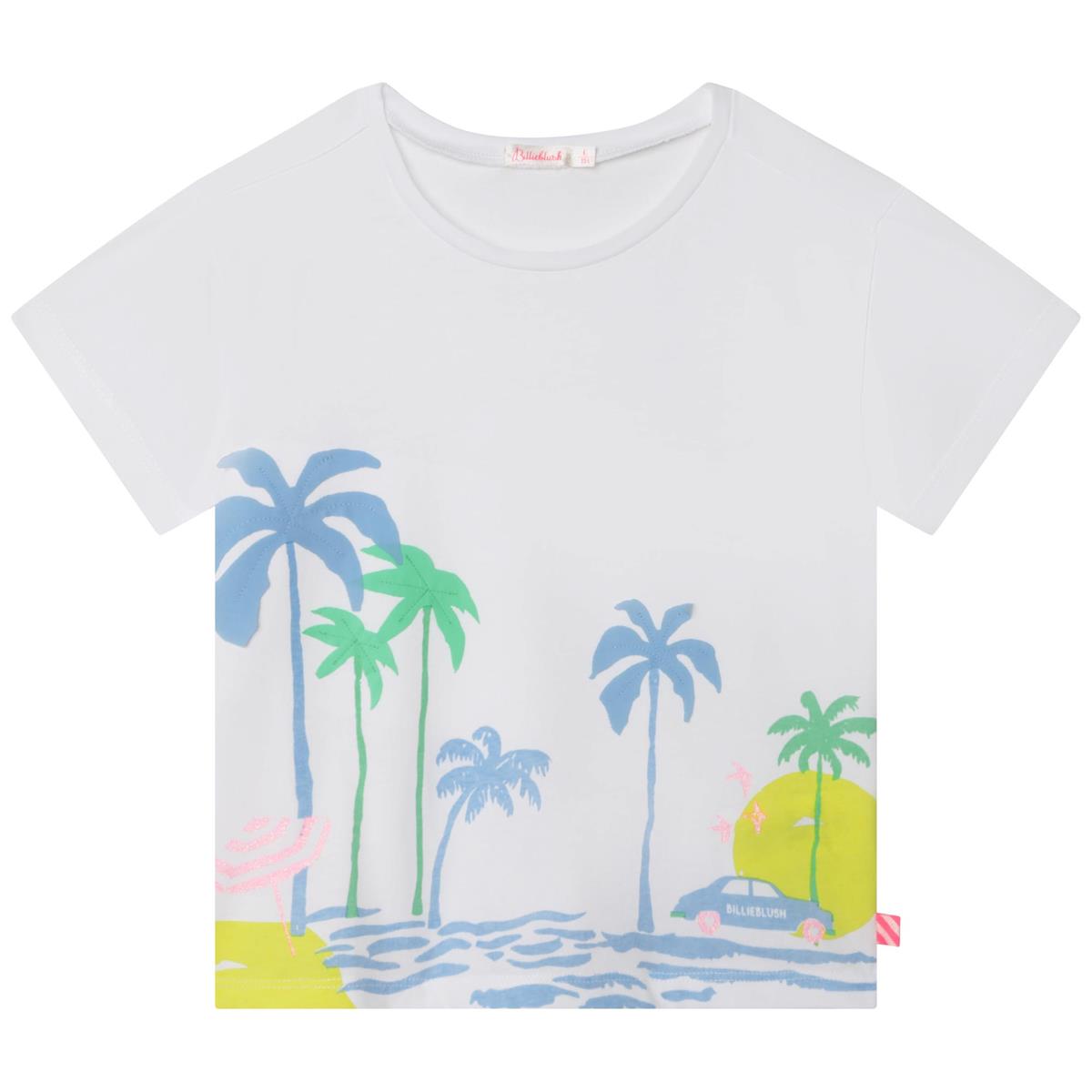 Girls White Printed T-Shirt