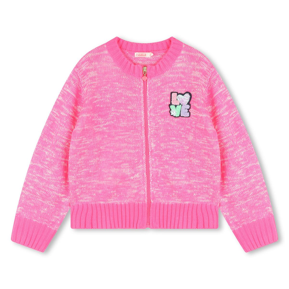 Girls Pink Zip-Up Cardigan