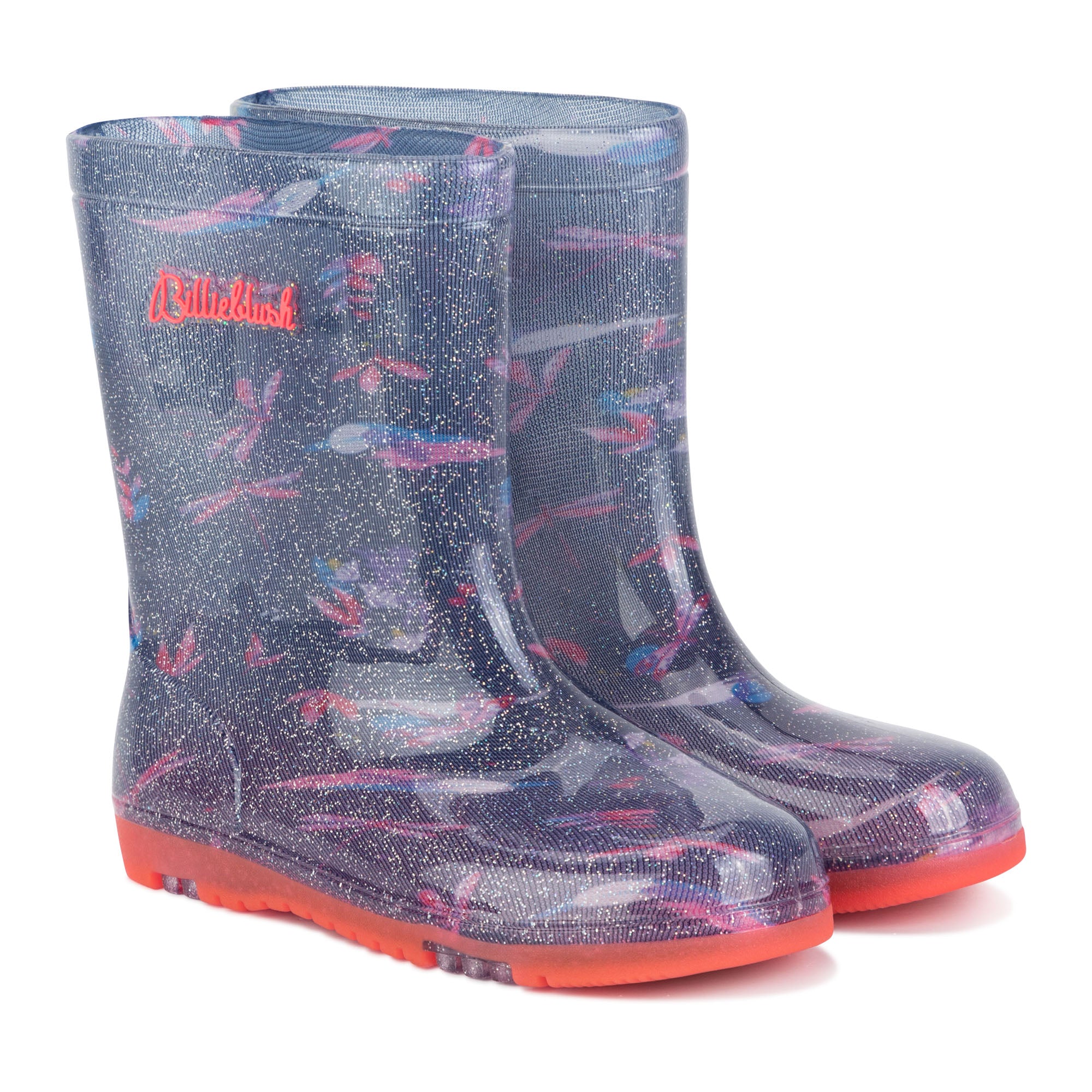 Girls Blue Printing Rain Shoes