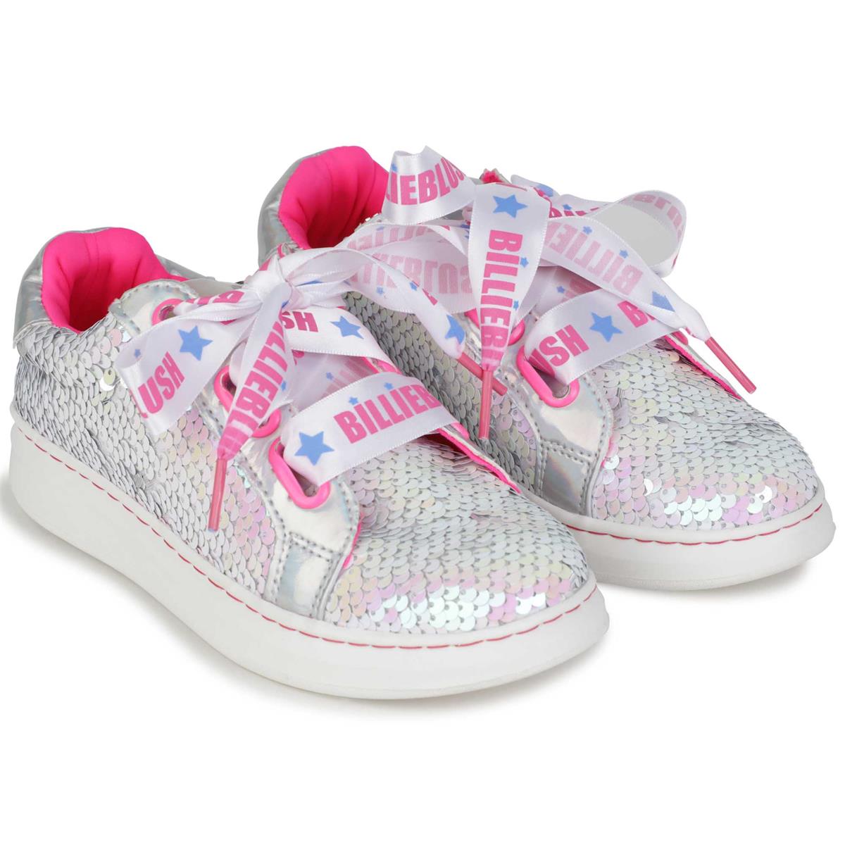 Girls White Sequin Shoes
