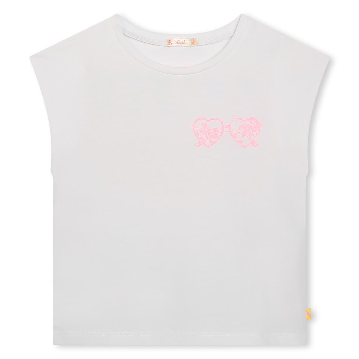 Girls White Cotton T-Shirt