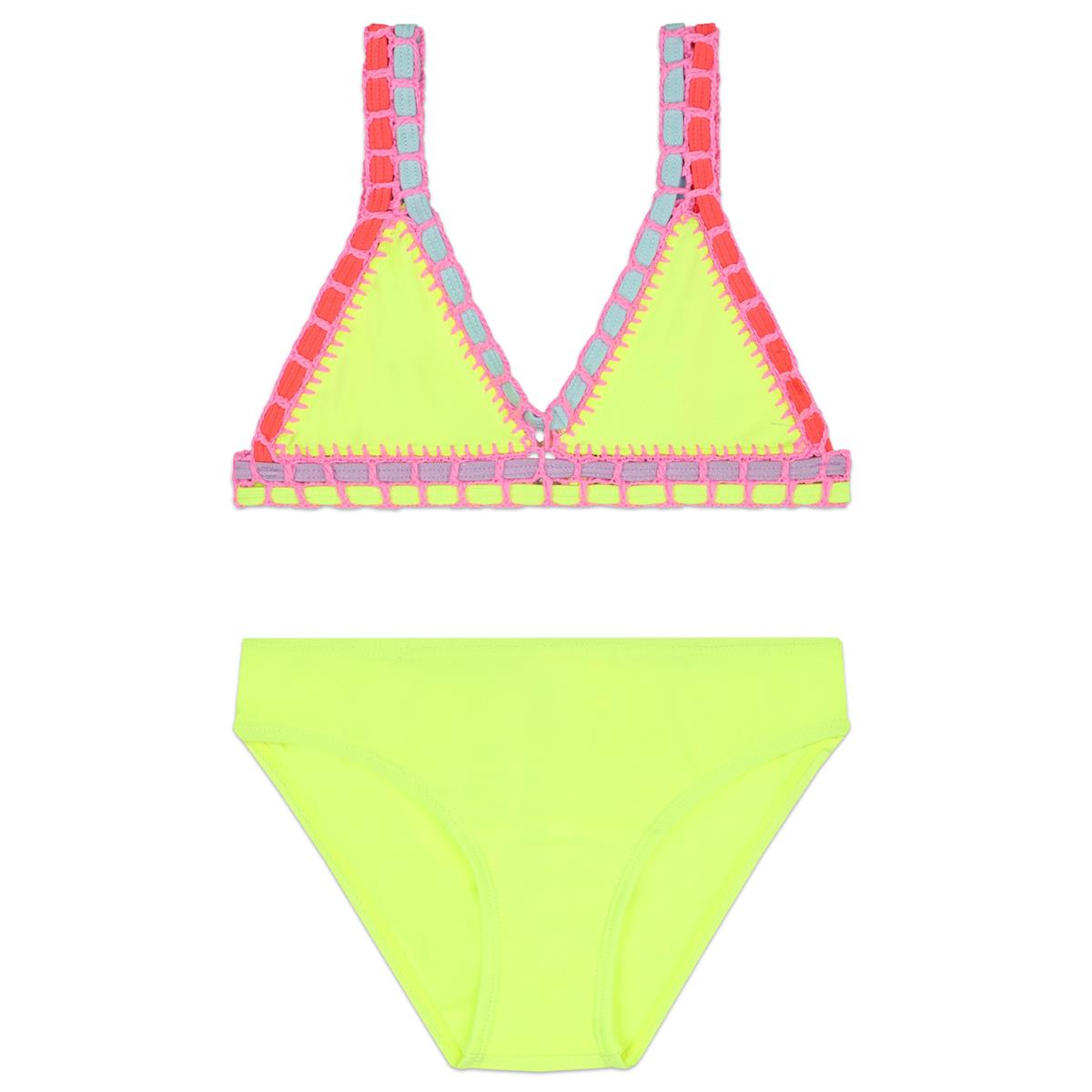 Girls Fluo Yellow Swimsuit