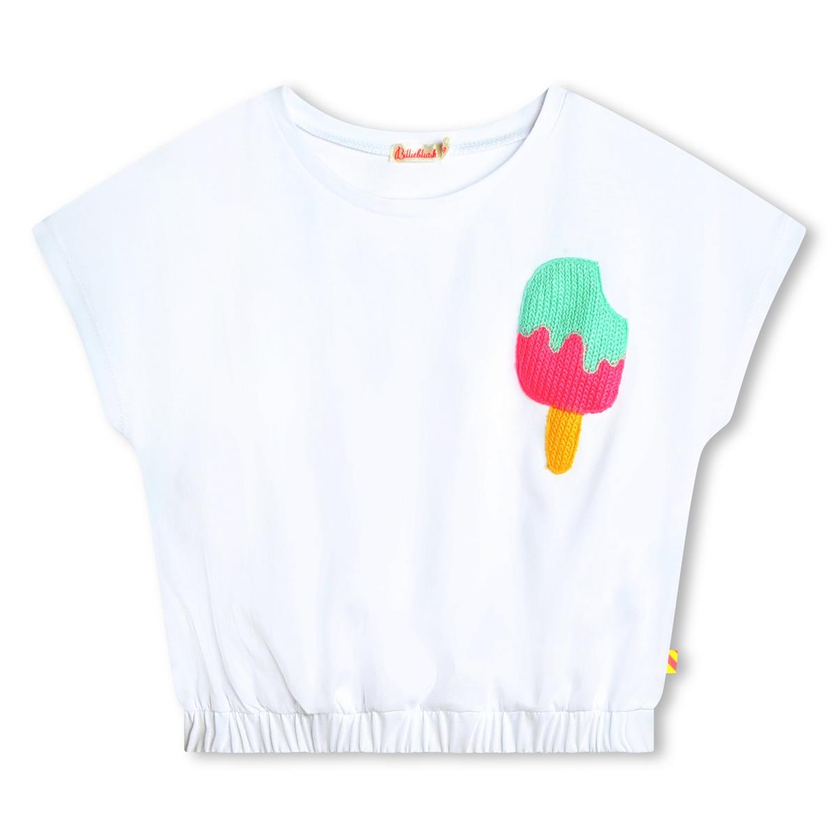 Girls White Cotton T-Shirt
