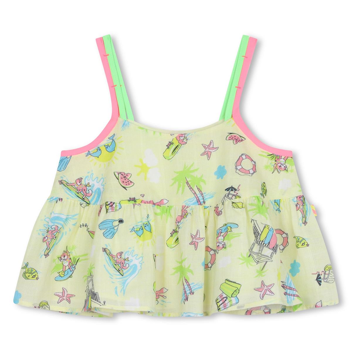 Girls Light Yellow Cotton Starp Top