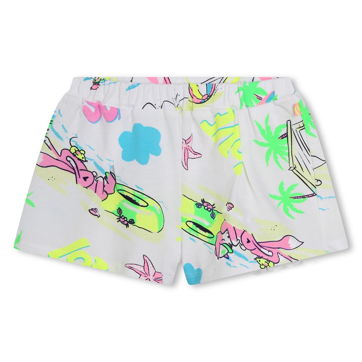 Girls White Printed Shorts
