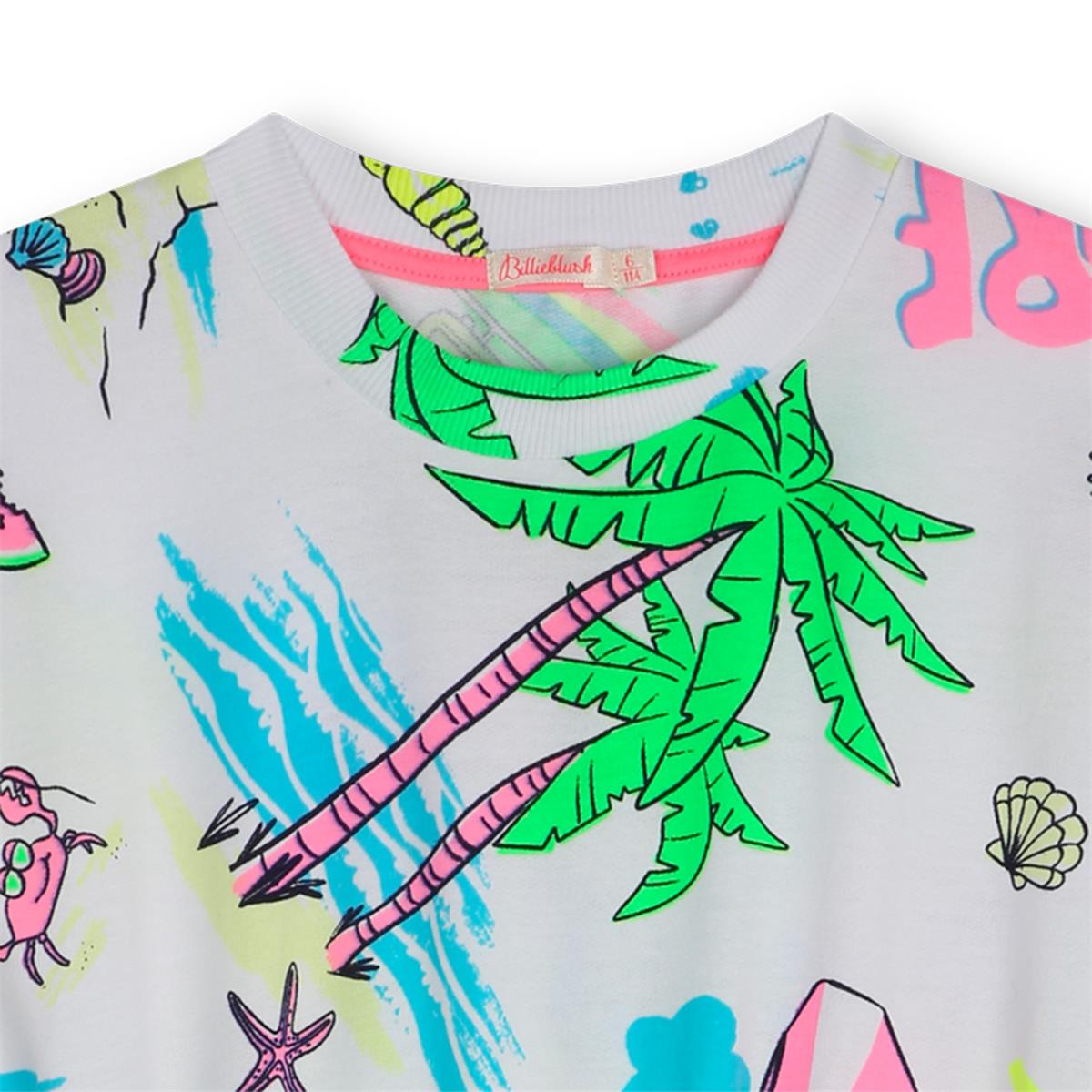 Girls White Printed Dress