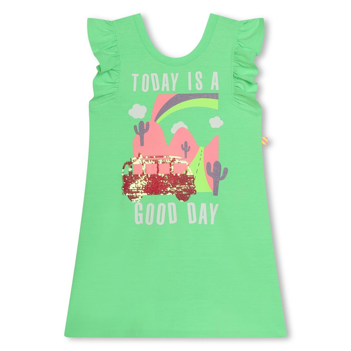 Girls Green Printed Dress