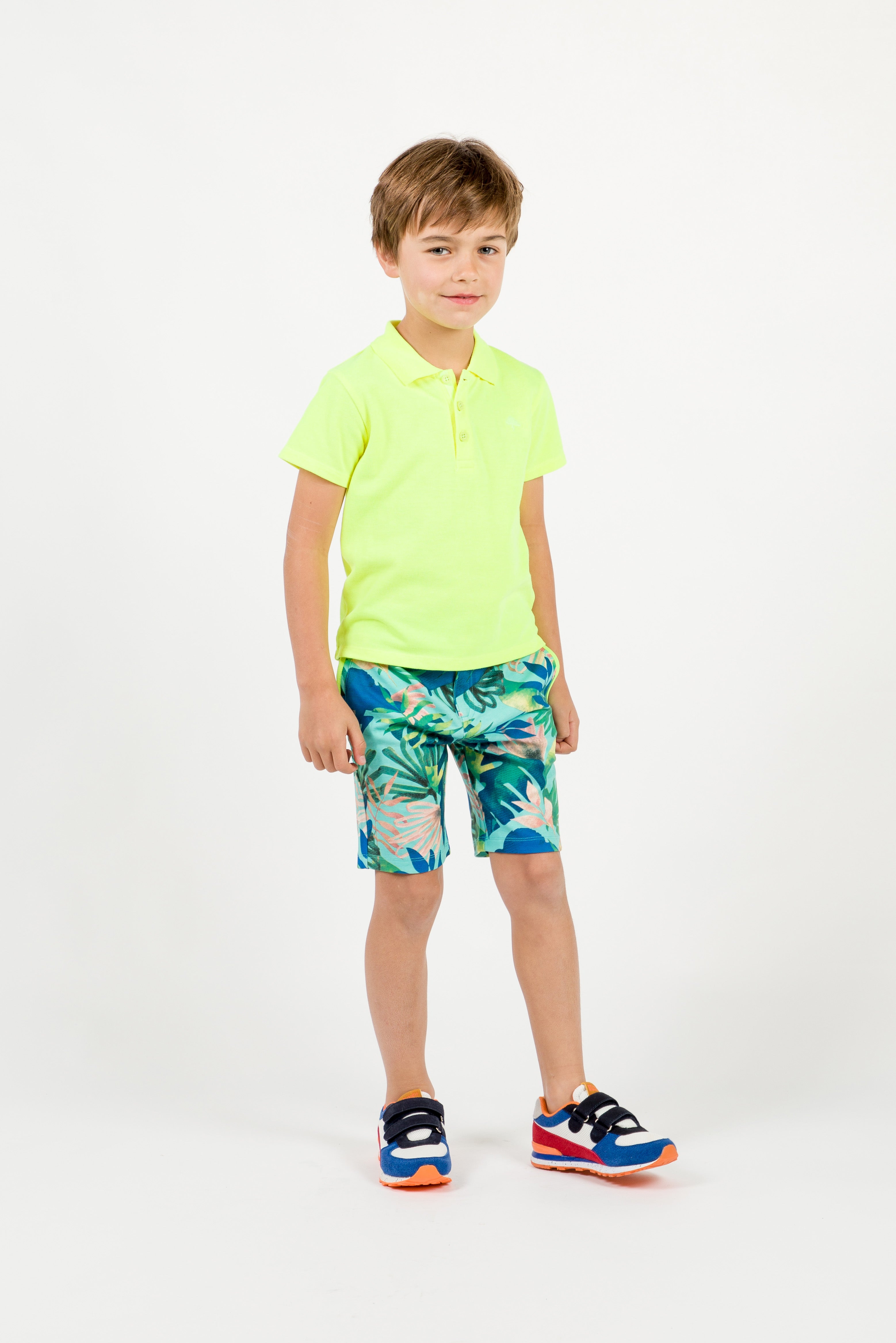 Boys Green & Blue Leaves Shorts