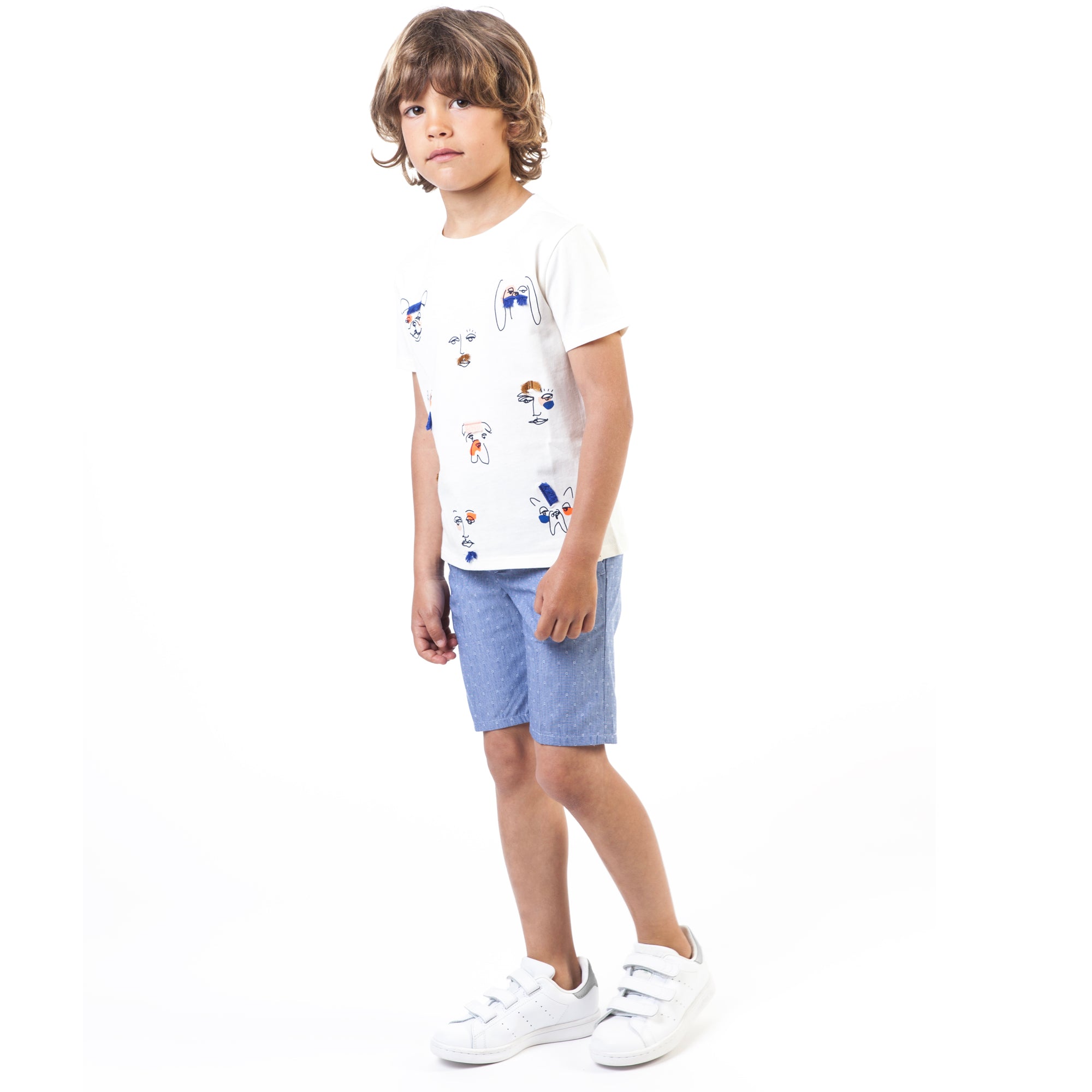 Boys Light Blue Cotton Shorts