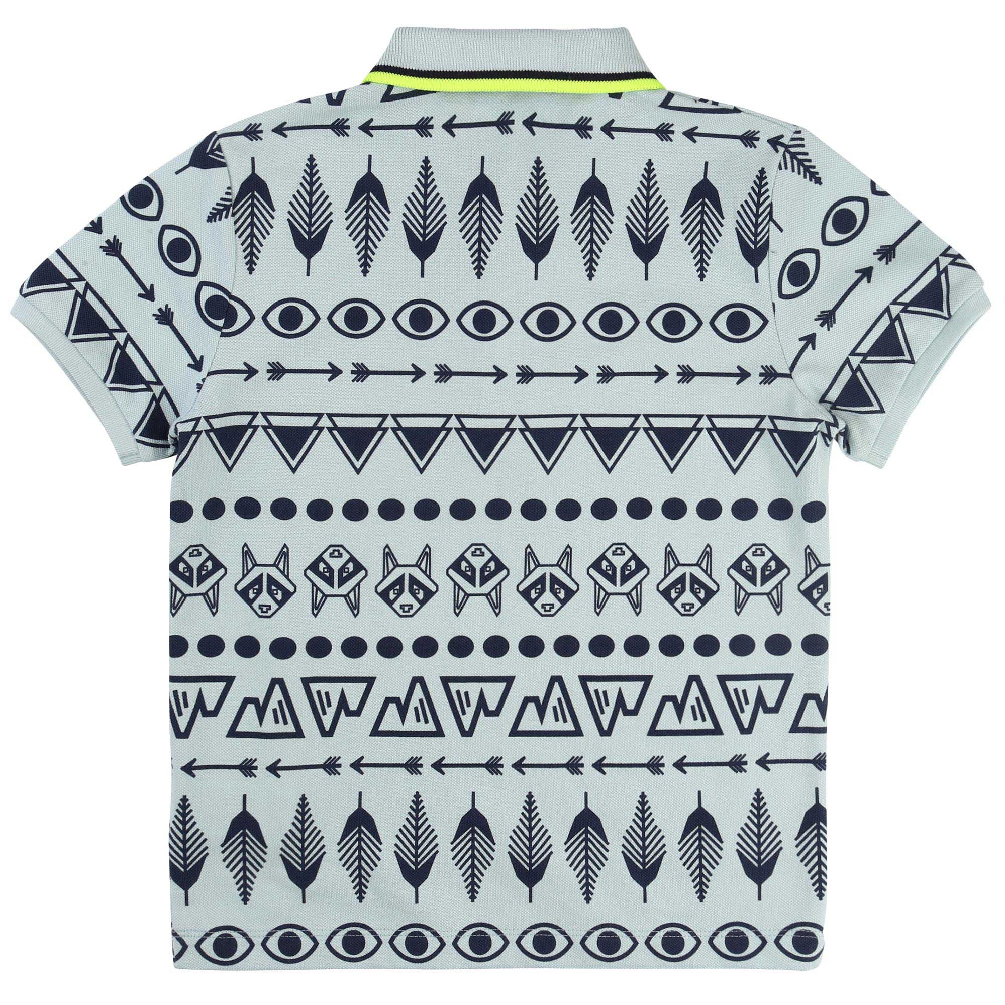 Boys Blue Patterned Polo Shirt