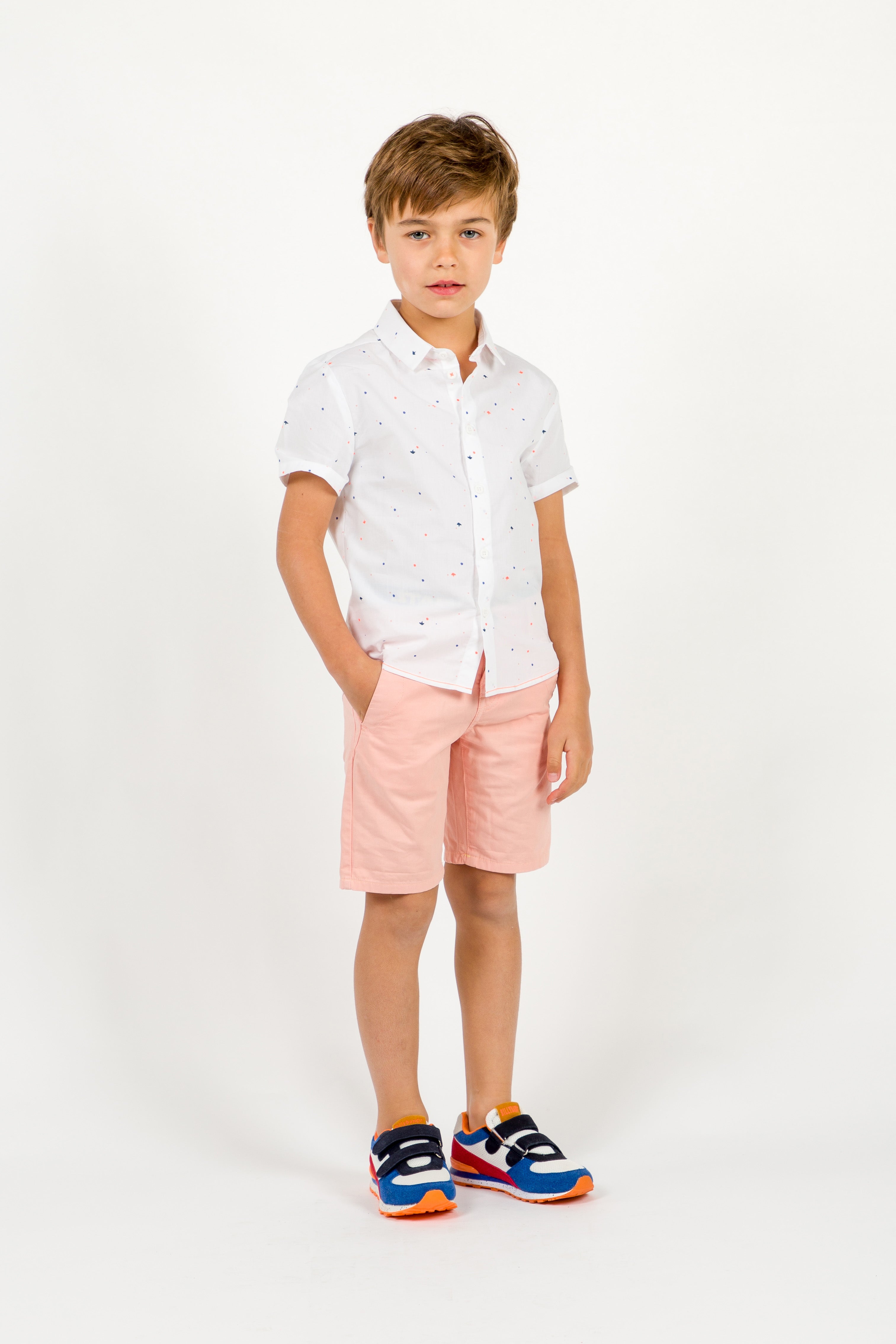 Boys White & Chromatic Cotton Shirt