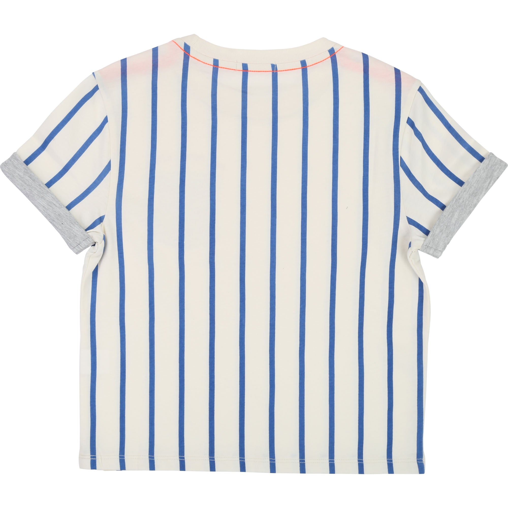 Boys White & Blue Striped Cotton T-shirt