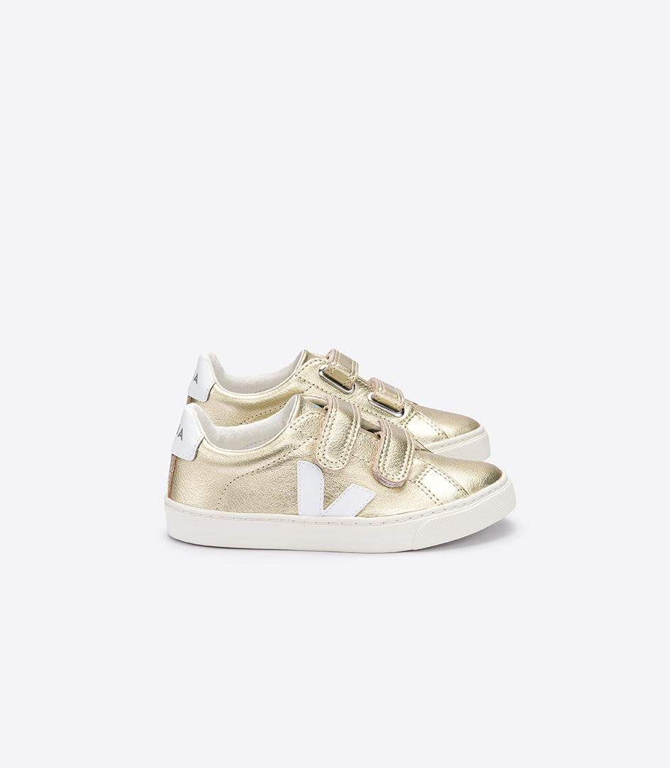 Girls & Boys Gold & White "V" Shoes