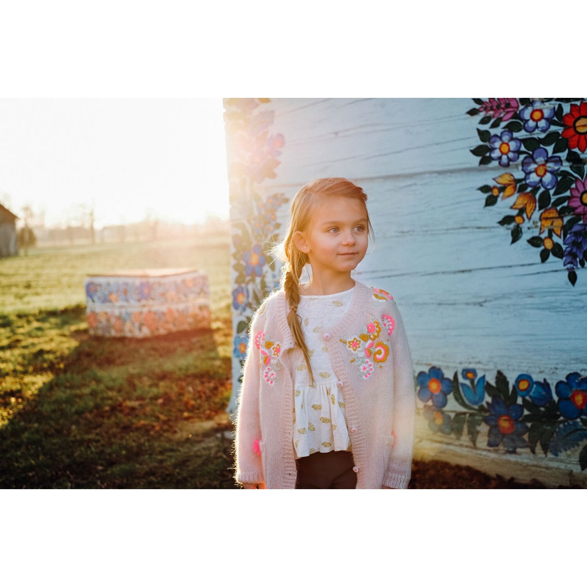 Girls Cream Acrylic Cardigan