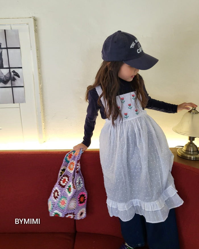 Girls Navy Cotton T-Shirt