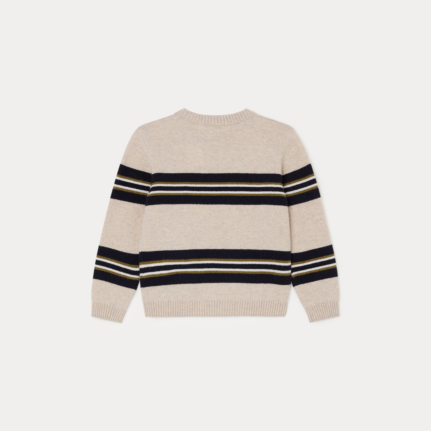 Boys Beige Stripes Wool Sweater