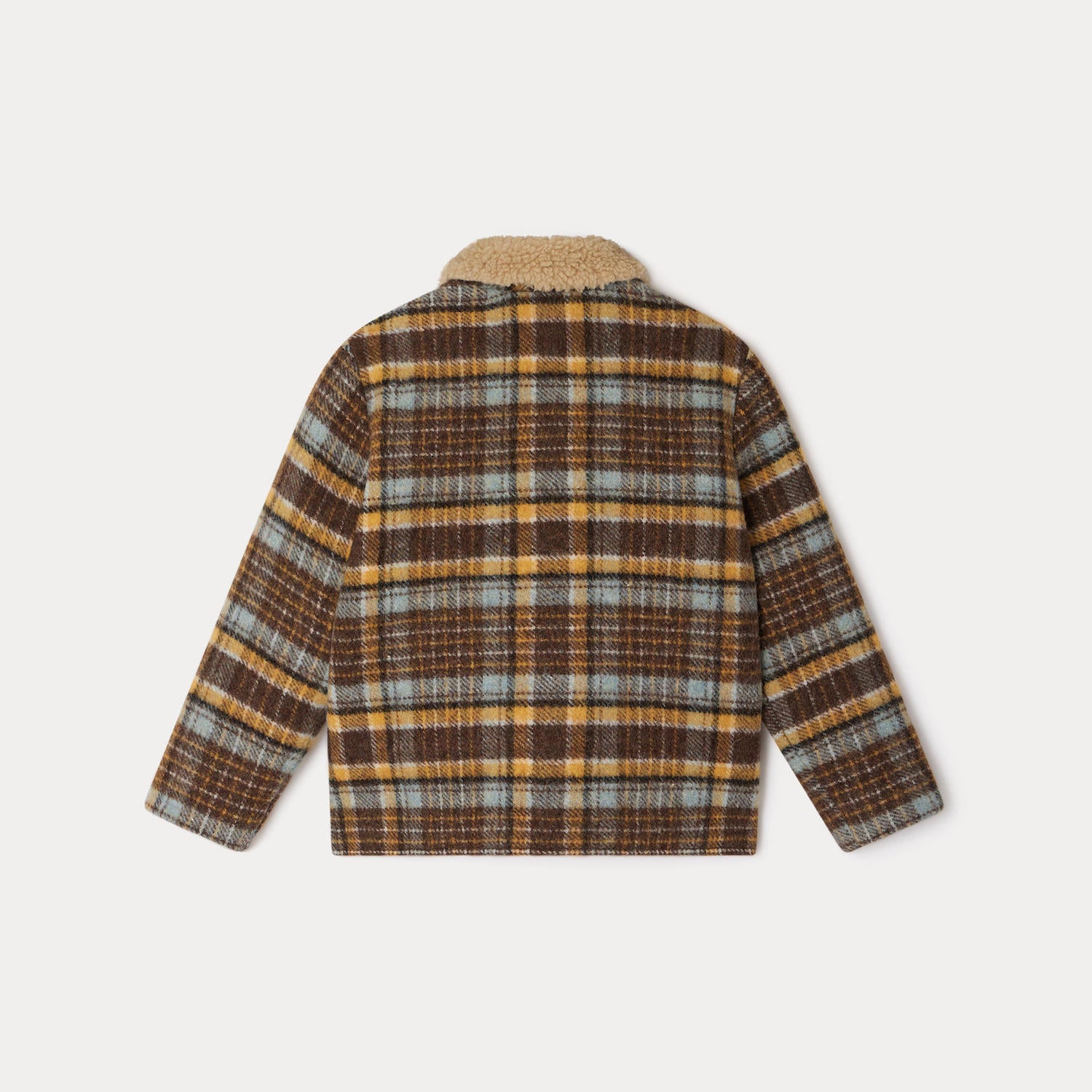 Boys Brown Check Wool Jacket