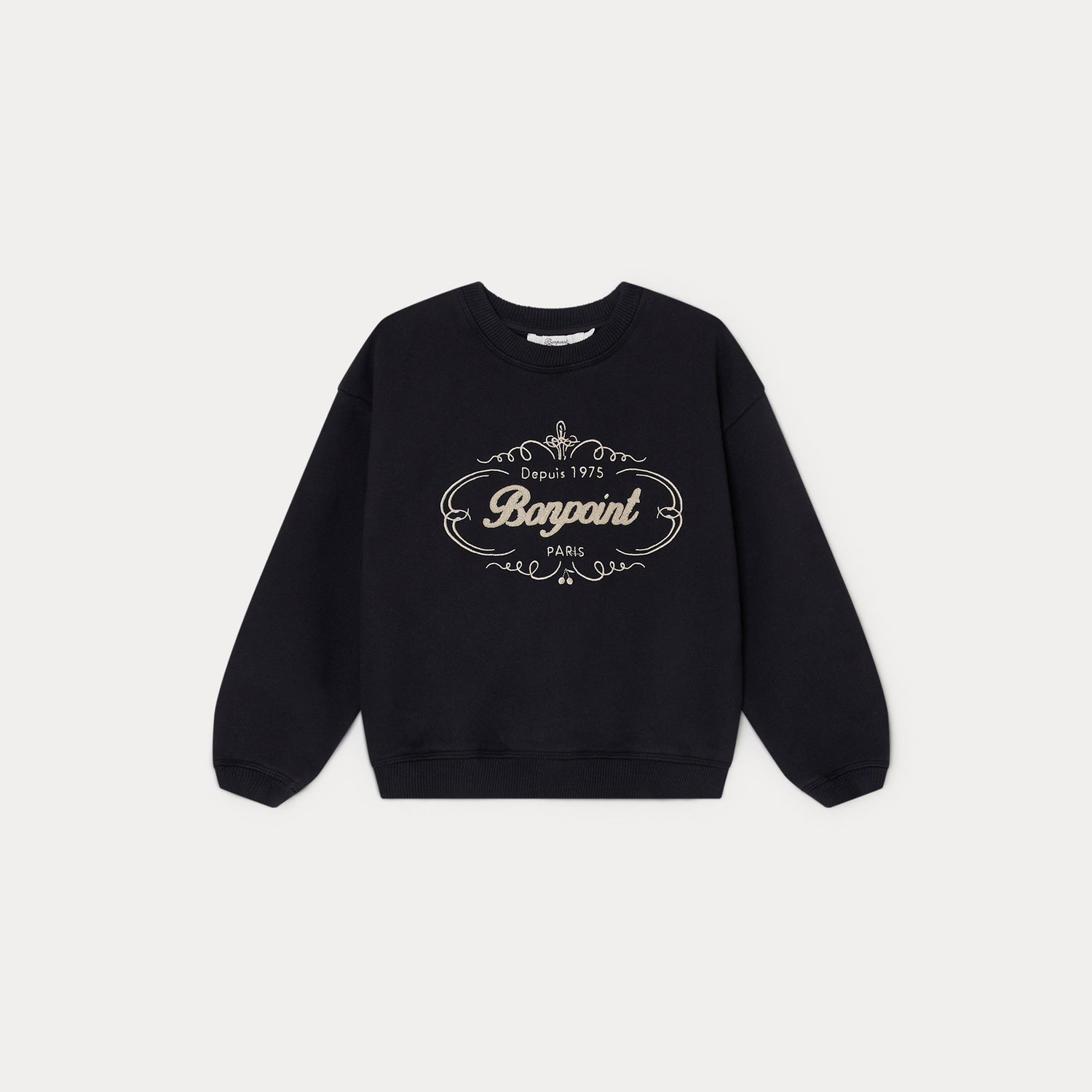 Boys Navy Logo Cotton Sweatshirt