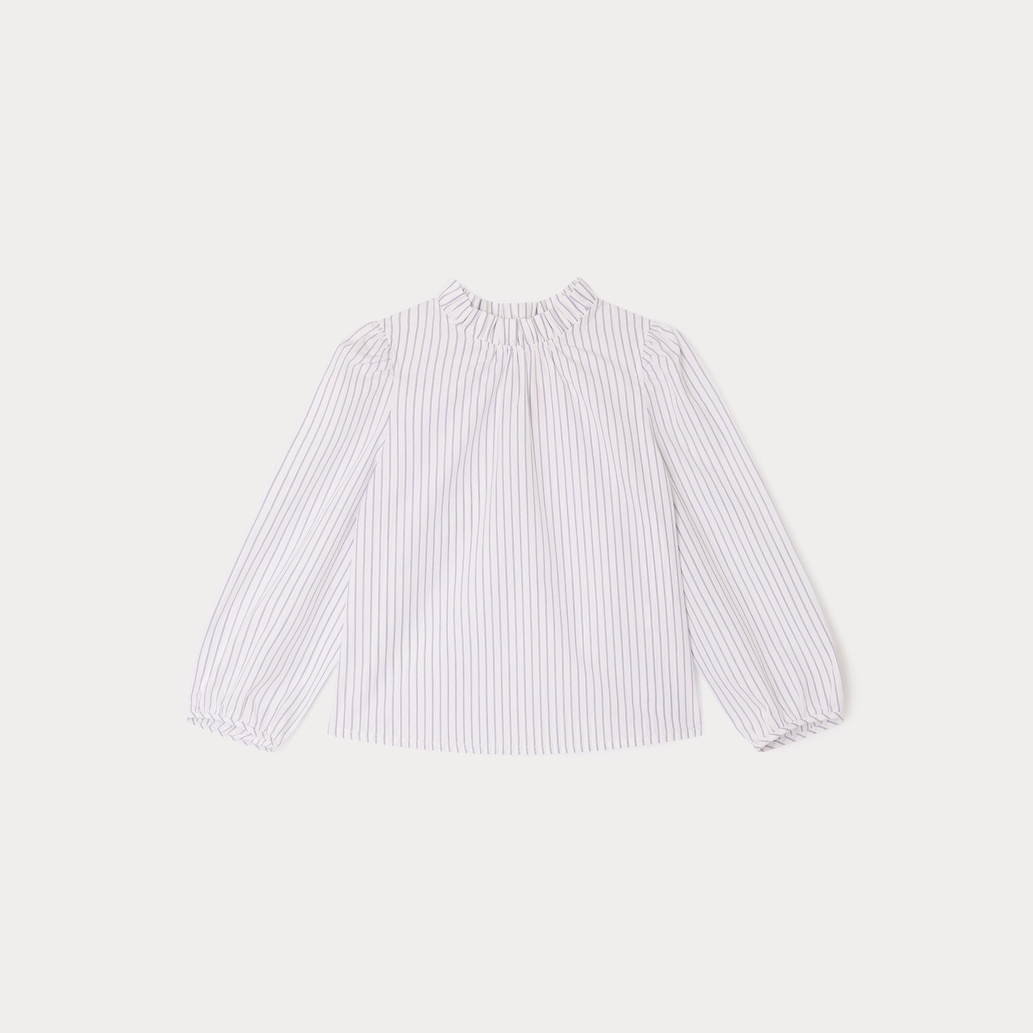 Girls White Stripes Cotton Shirt