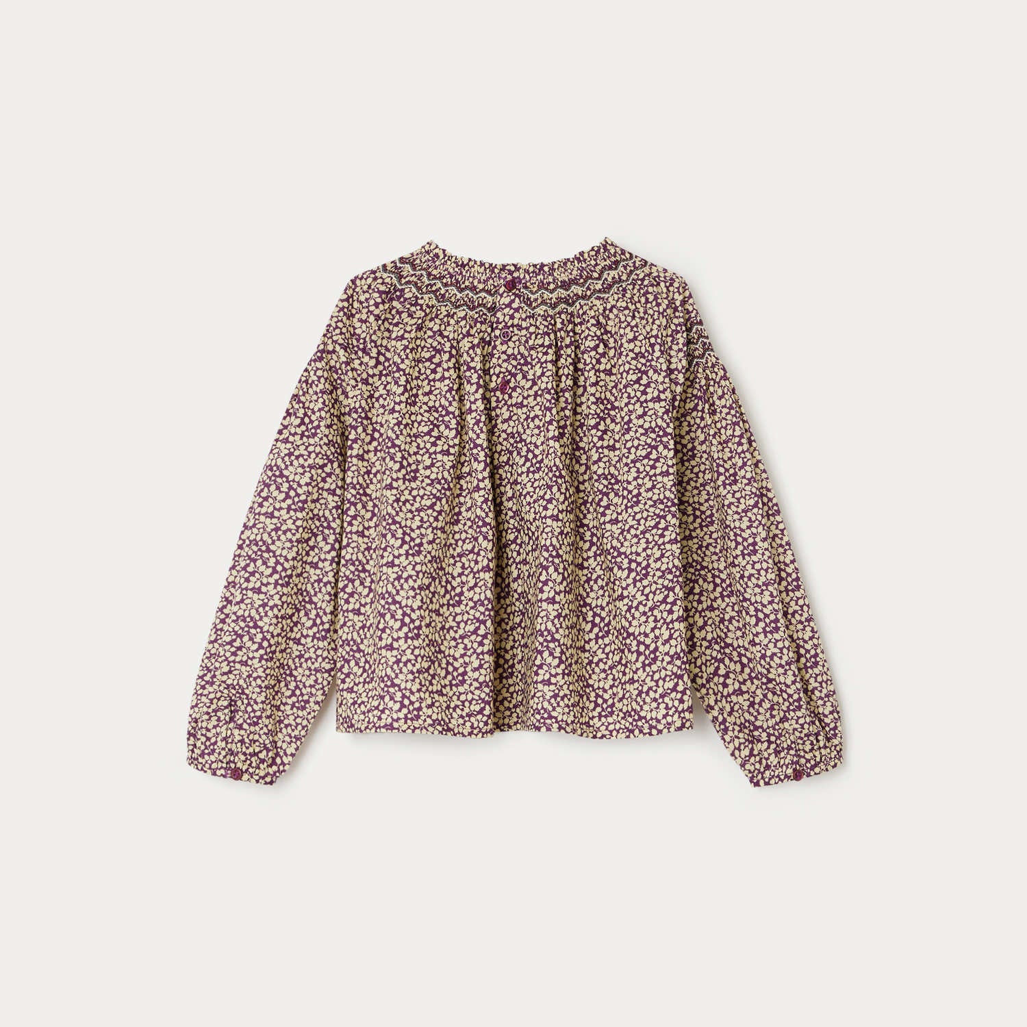 Girls Purple Floral Cotton Top