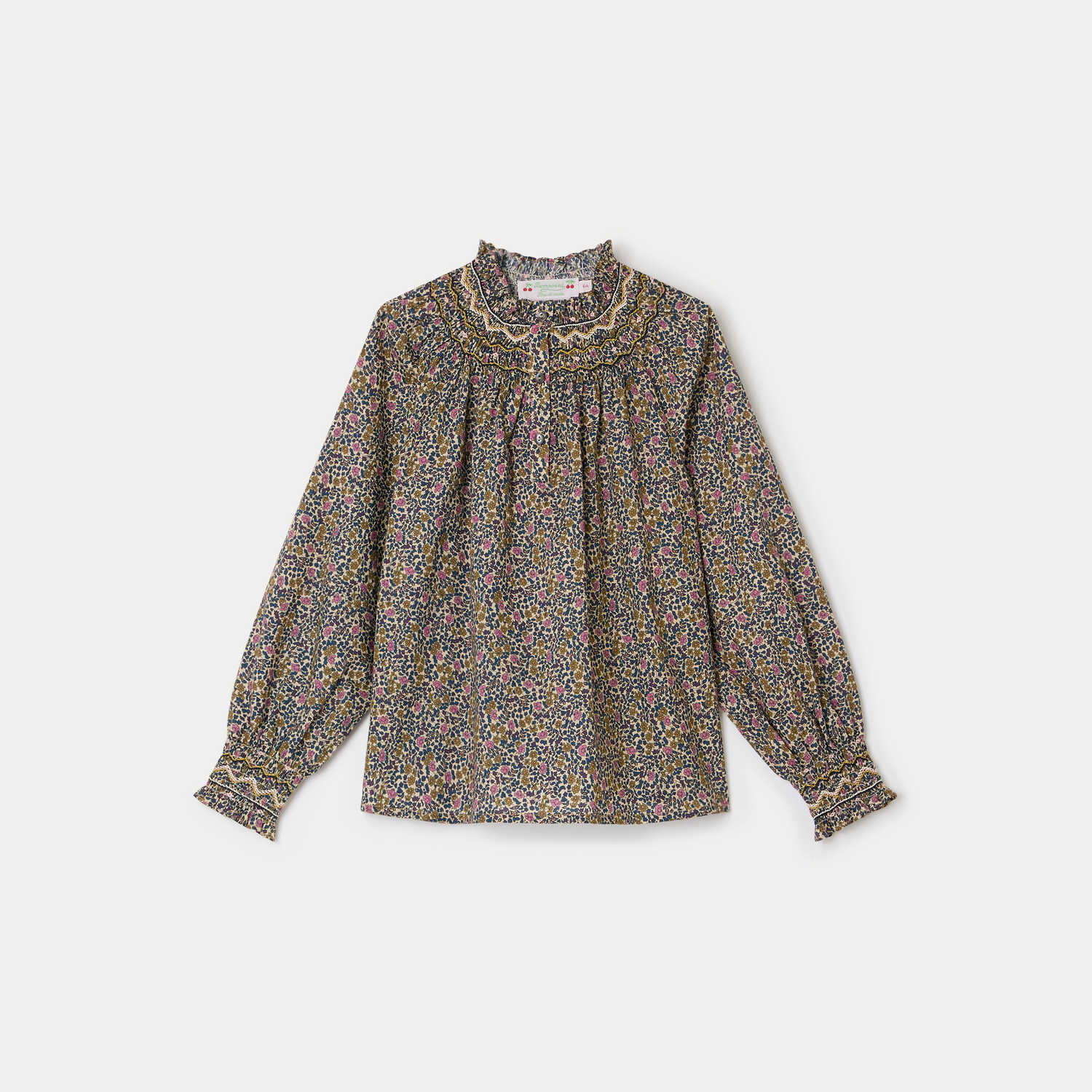 Girls Brown Floral Cotton Shirt