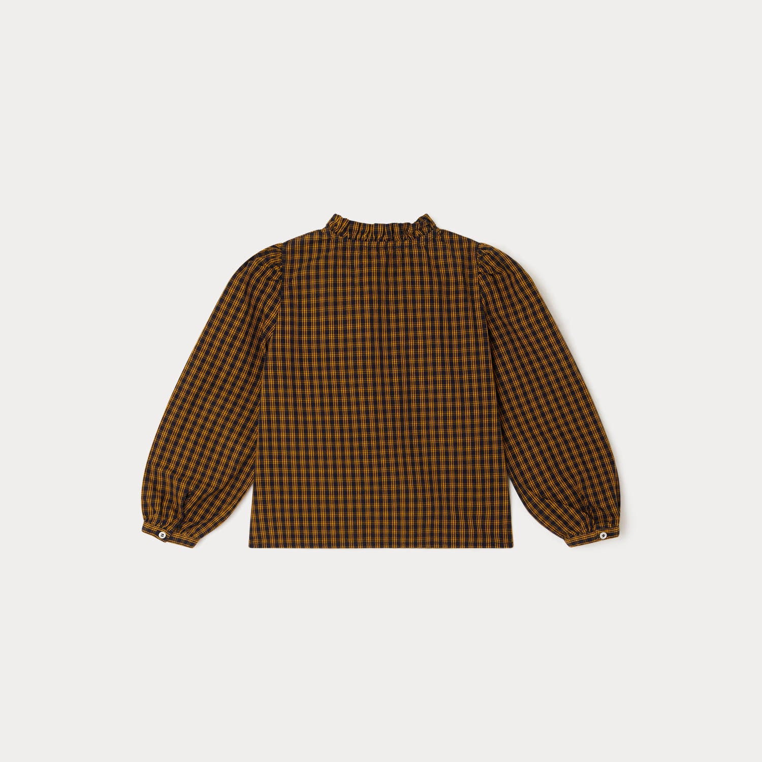 Girls Yellow Check Cotton Shirt