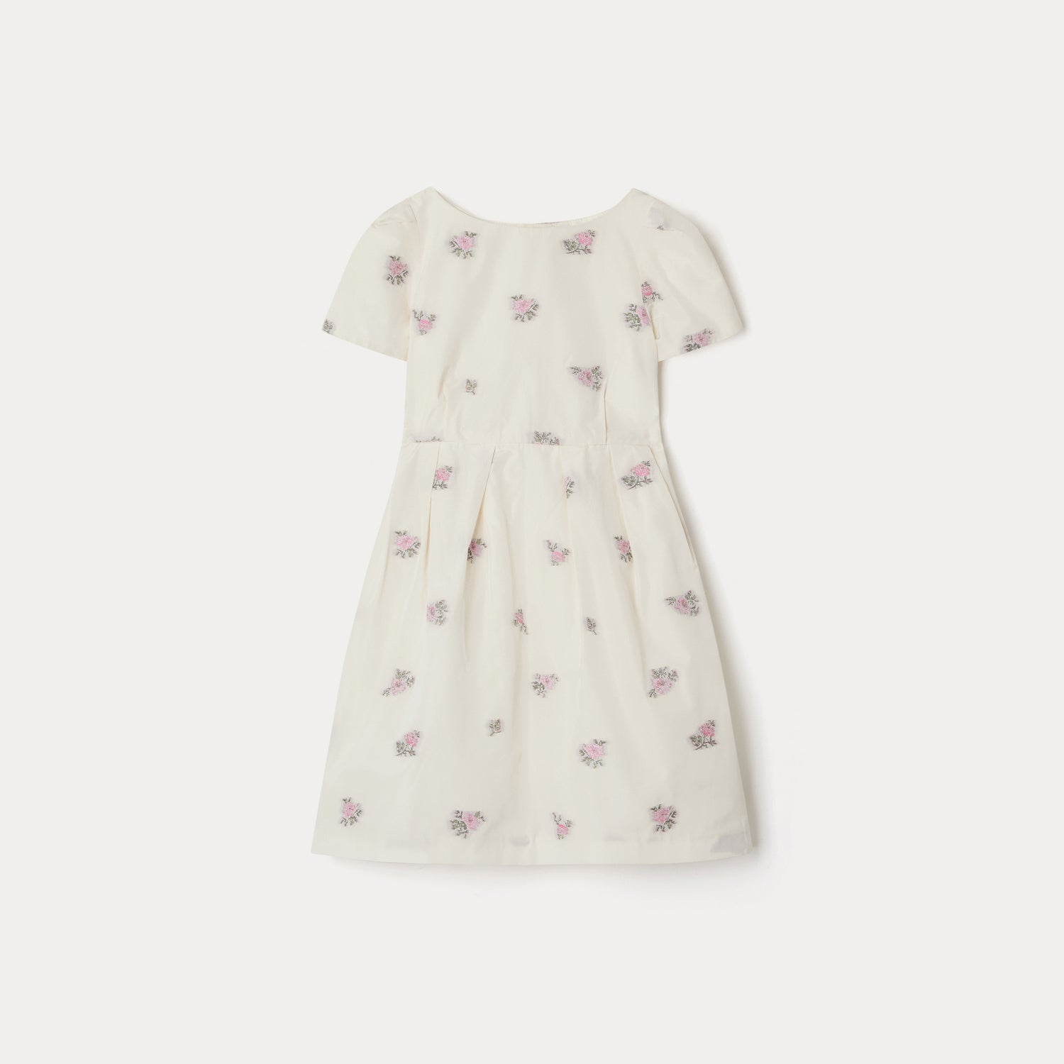 Girls White Flower Embroidered Dress