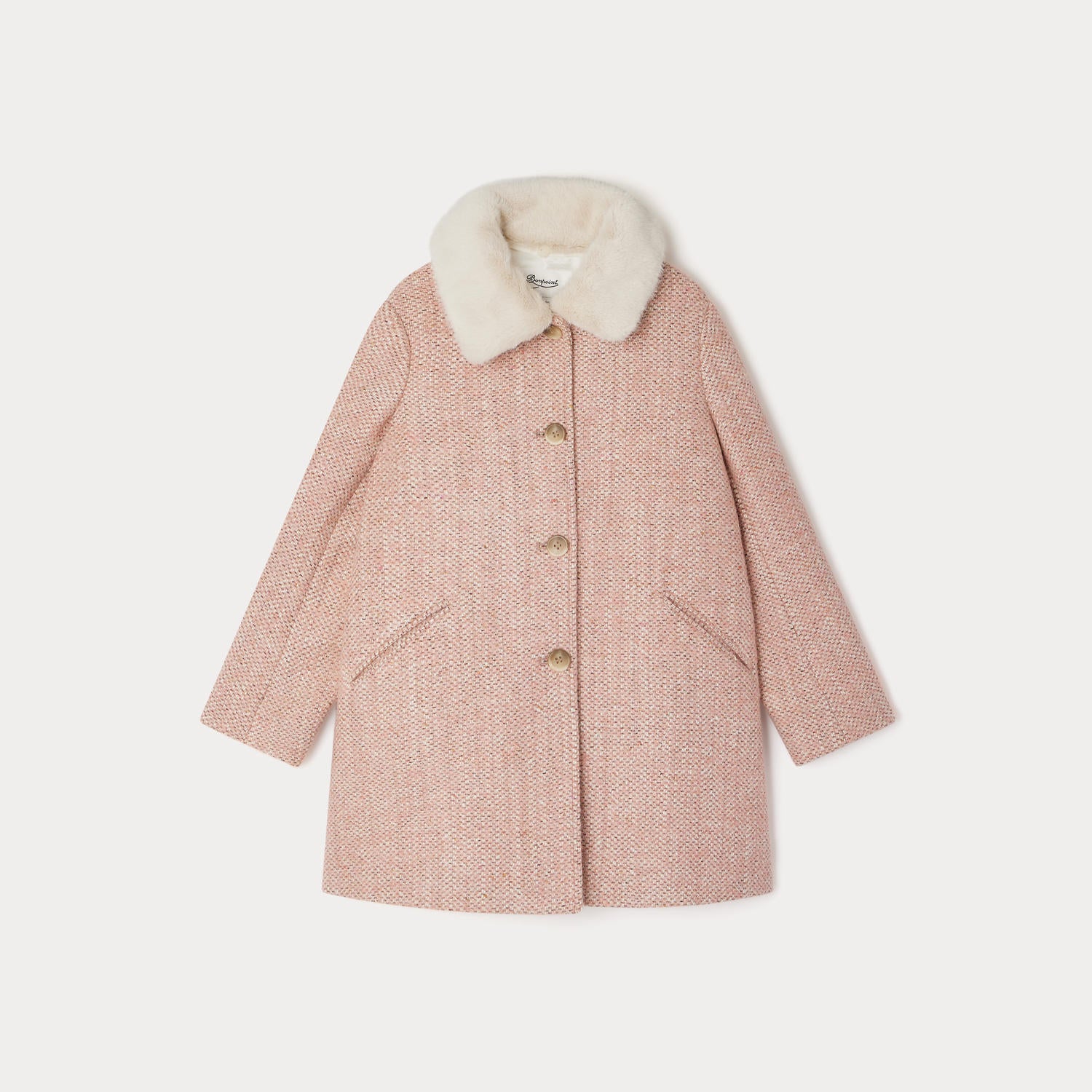 Girls Pink Wool Coat