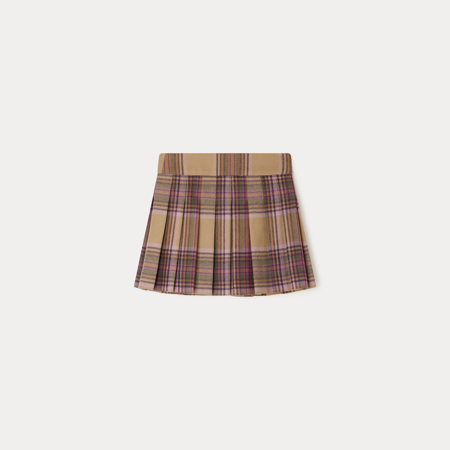 Girls Camel Check Wool Skirt
