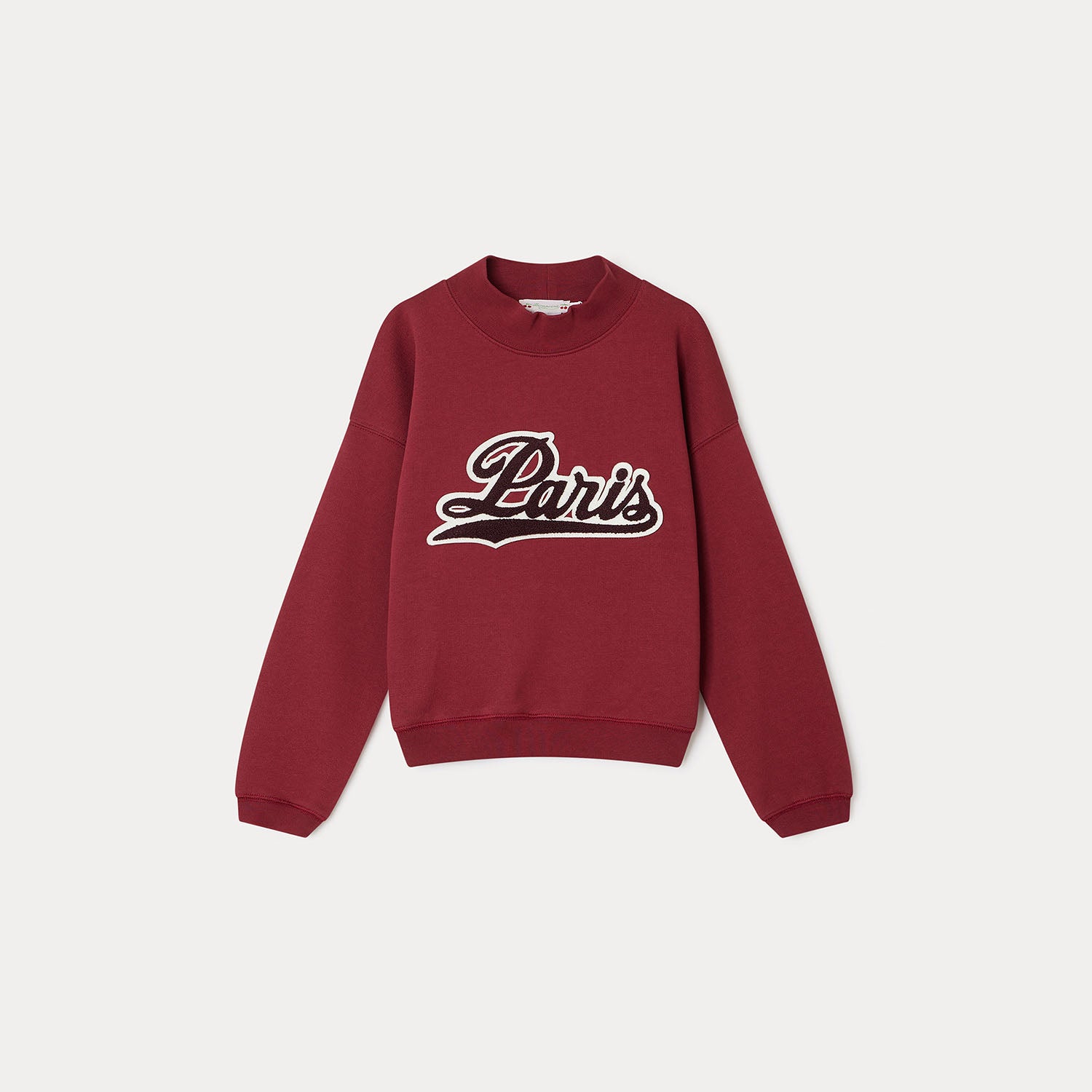 Girls Wine Red Cotton Sweatshirt