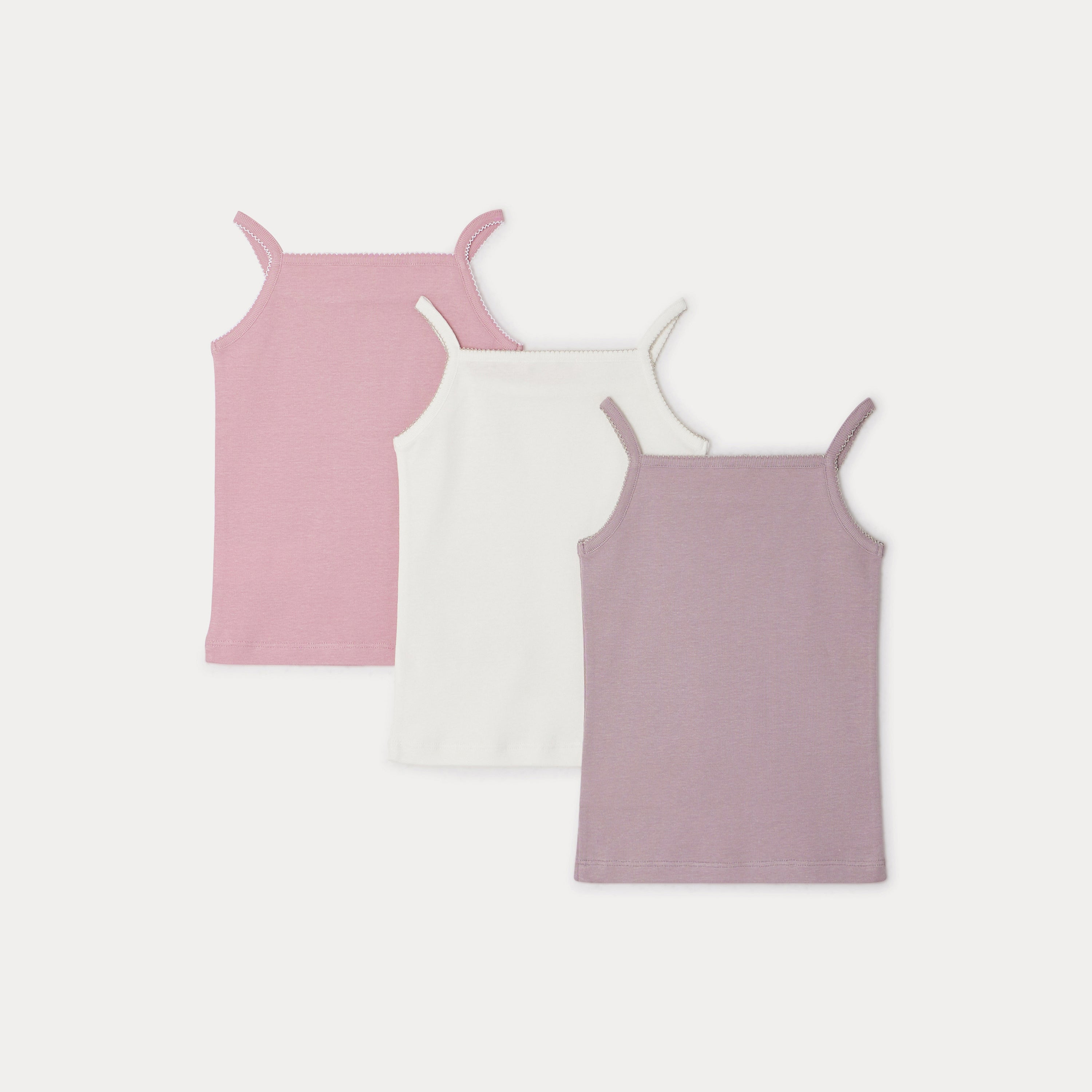 Girls Multicolor Cotton Vest Set(3 Pack)