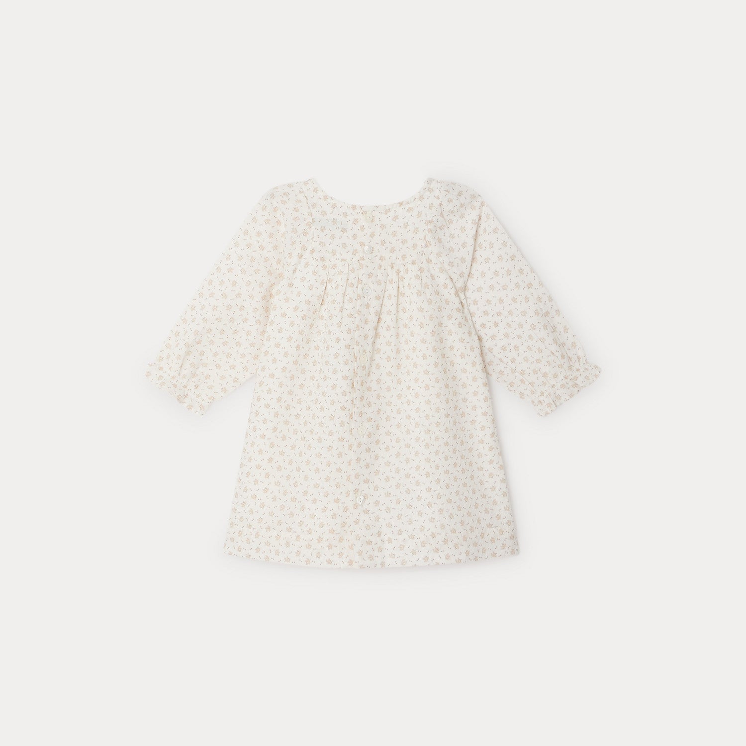 Baby Girls Beige Floral Cotton Dress