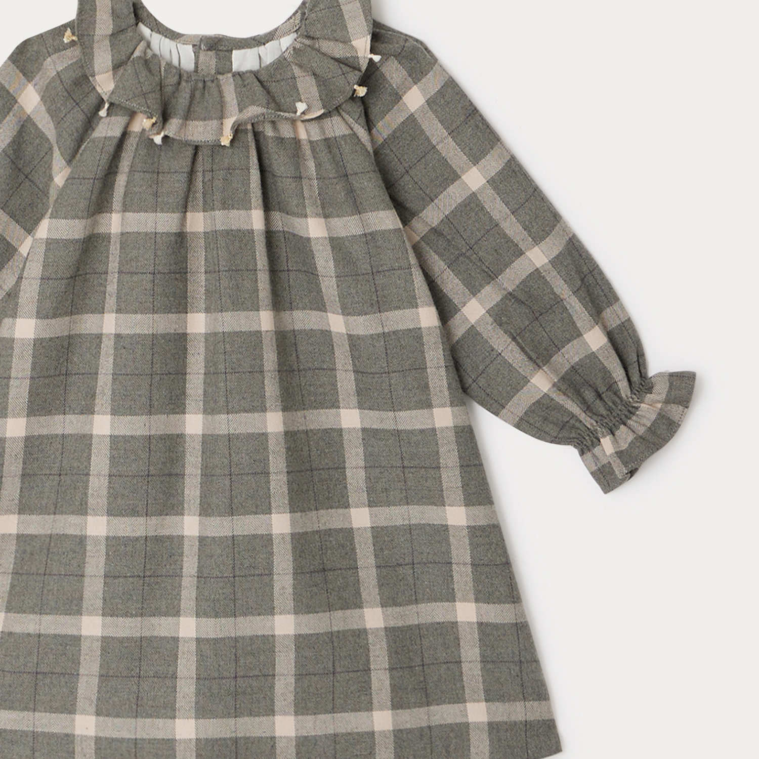 Baby Girls Grey Check Cotton Dress