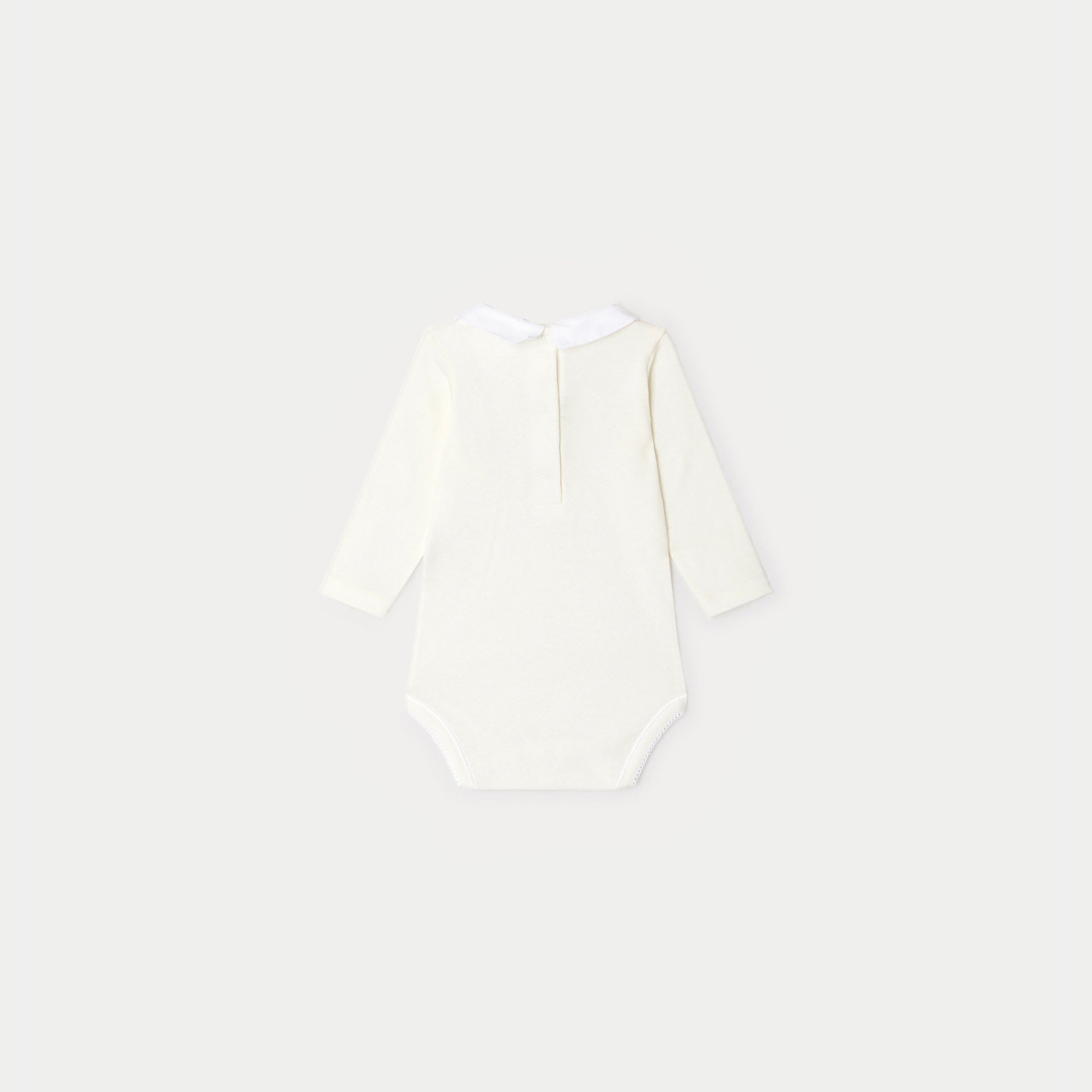 Baby Girls White Cotton Babysuit
