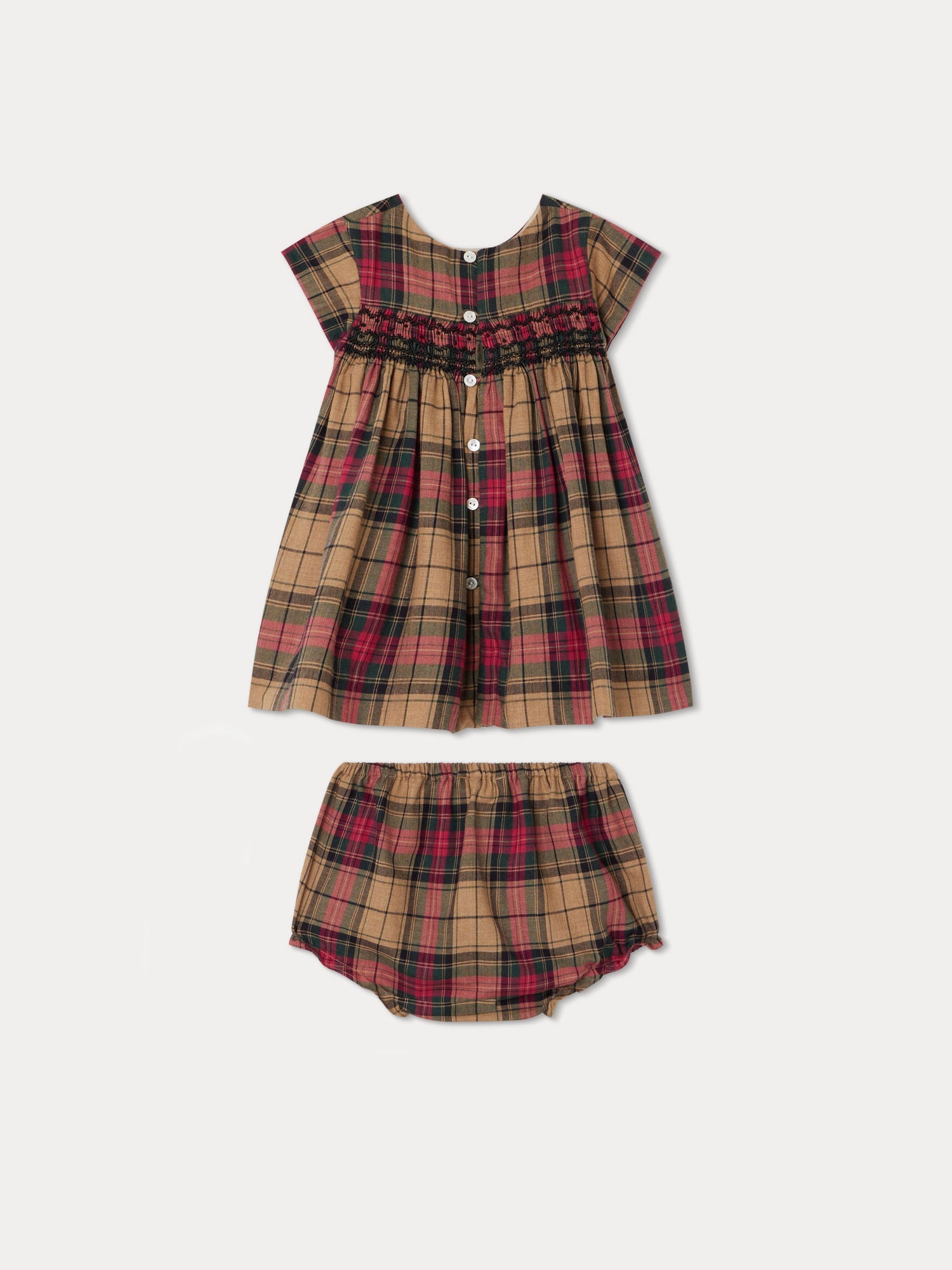 Baby Girls Camel Check Cotton Dress Set