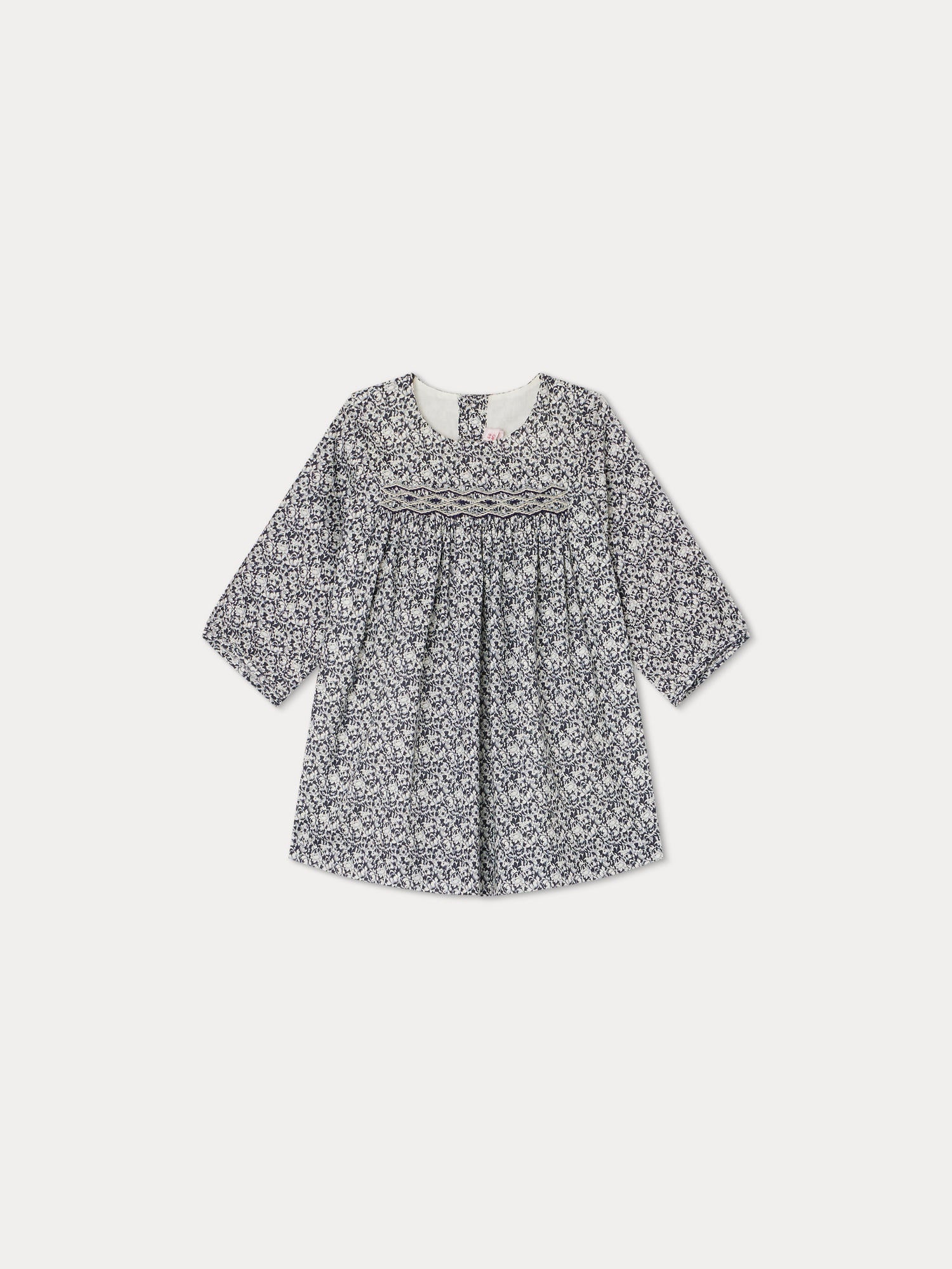 Baby Girls Navy Floral Cotton Dress