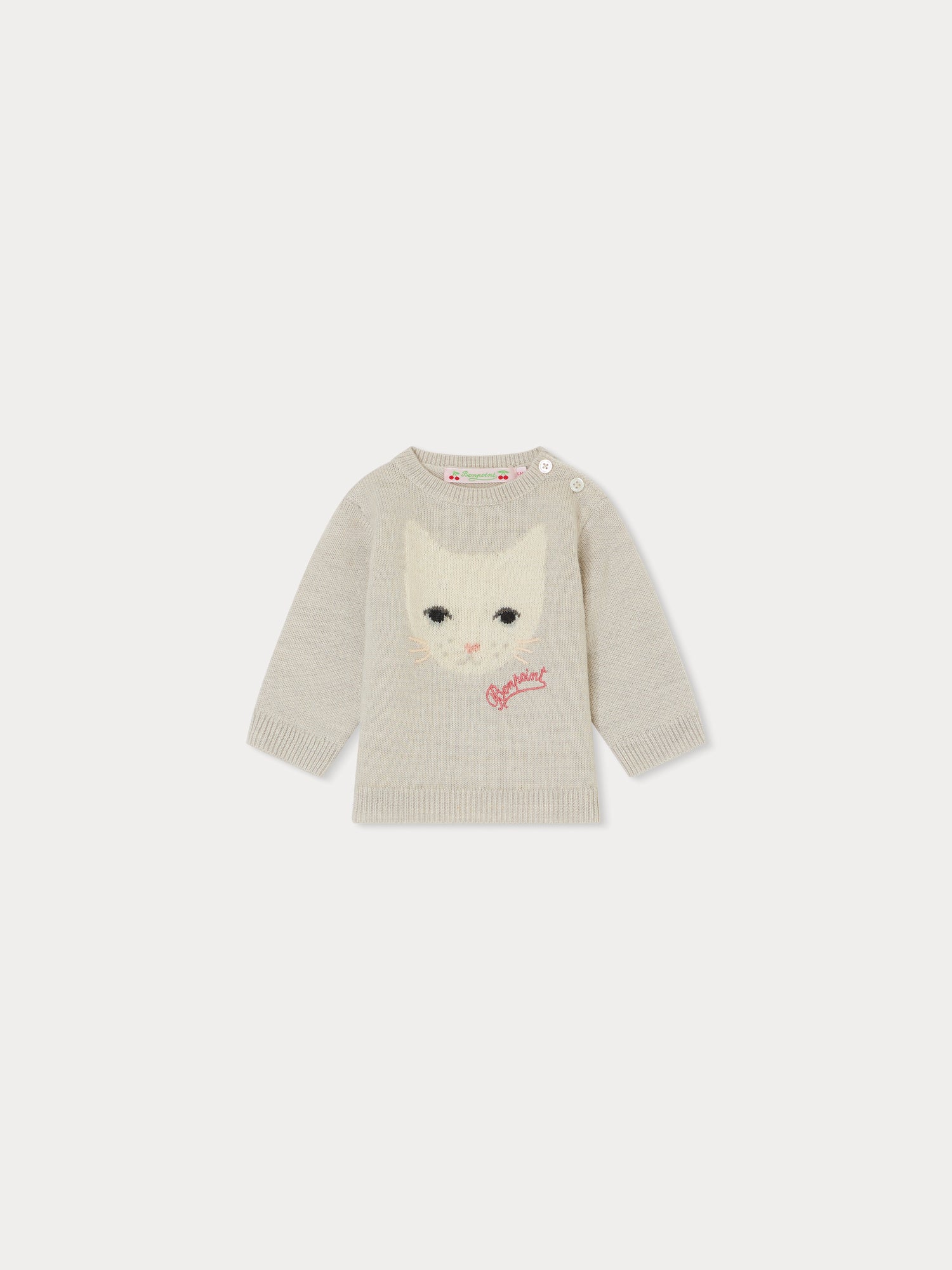 Baby Girls Grey Cat Wool Sweater