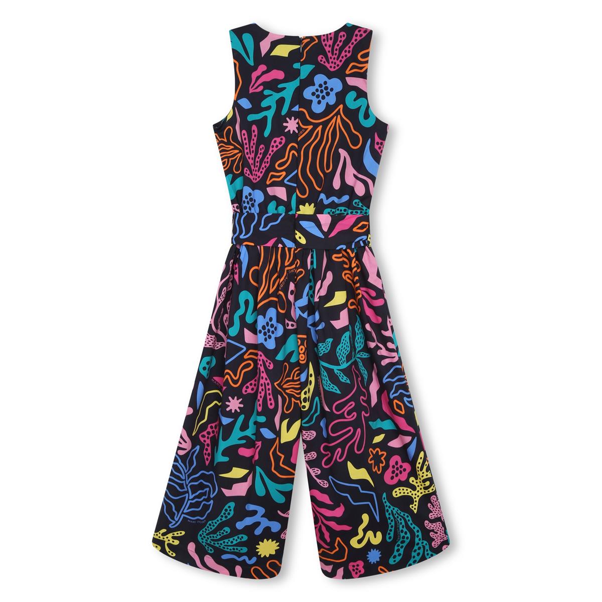 Girls Dark Navy Flower Jumpsuit